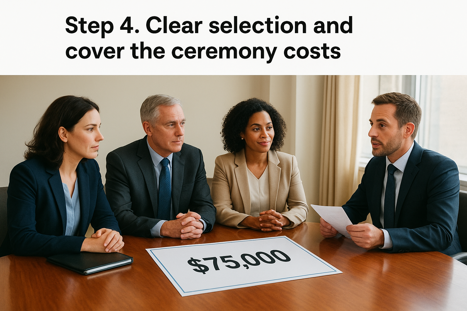 Step 4. Clear selection and cover the ceremony costs