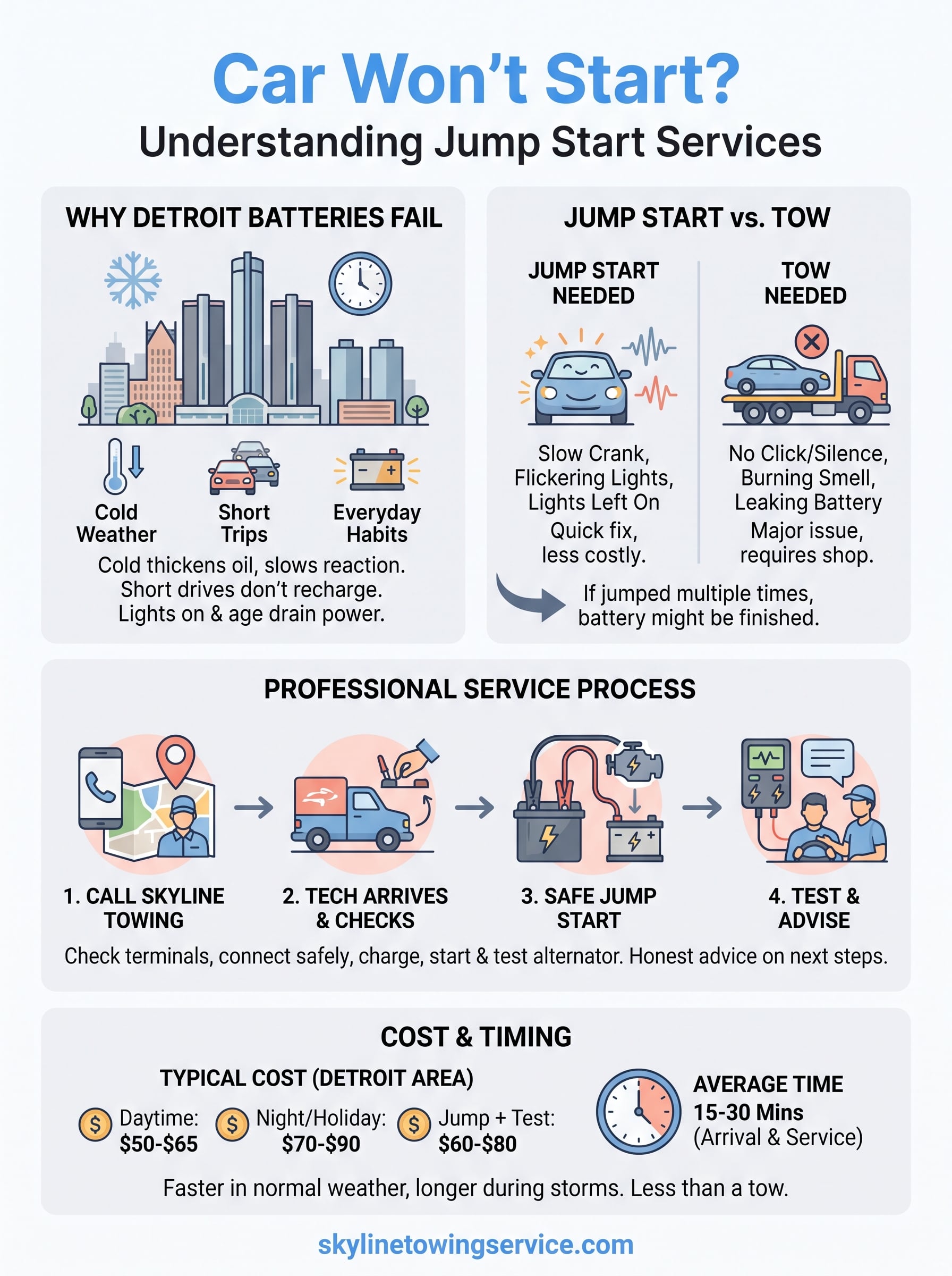 Jump Start Service: What It Is and What Detroit Drivers Pay jump start service infographic