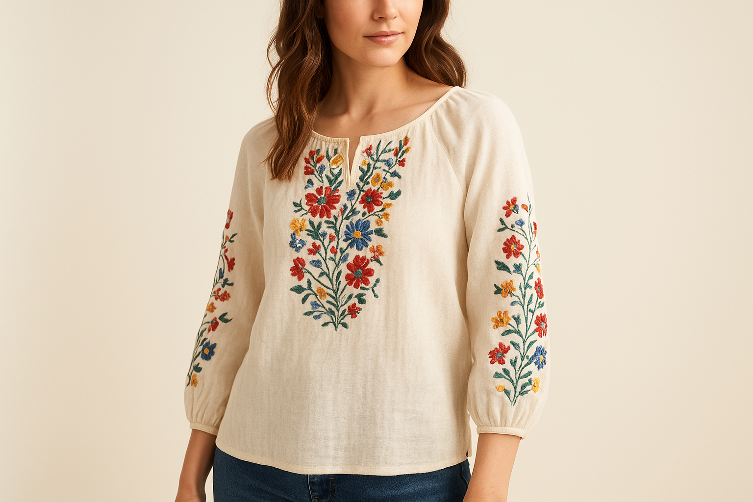 3. Floral and boho embroidered blouses