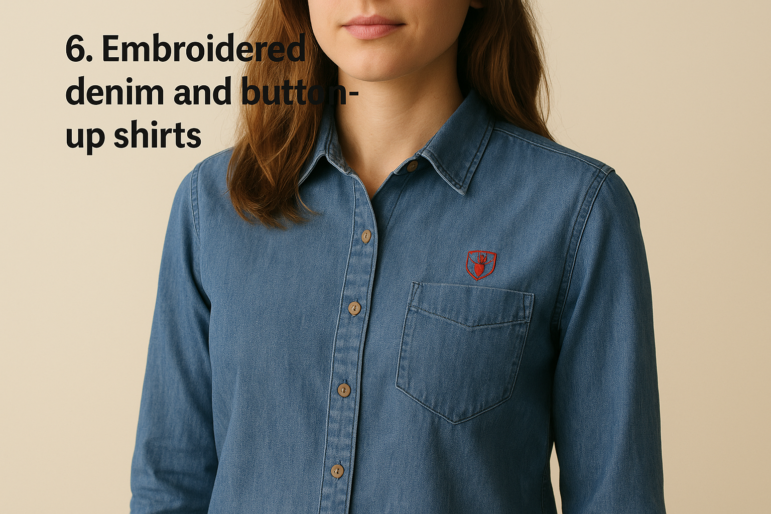 6. Embroidered denim and button-up shirts