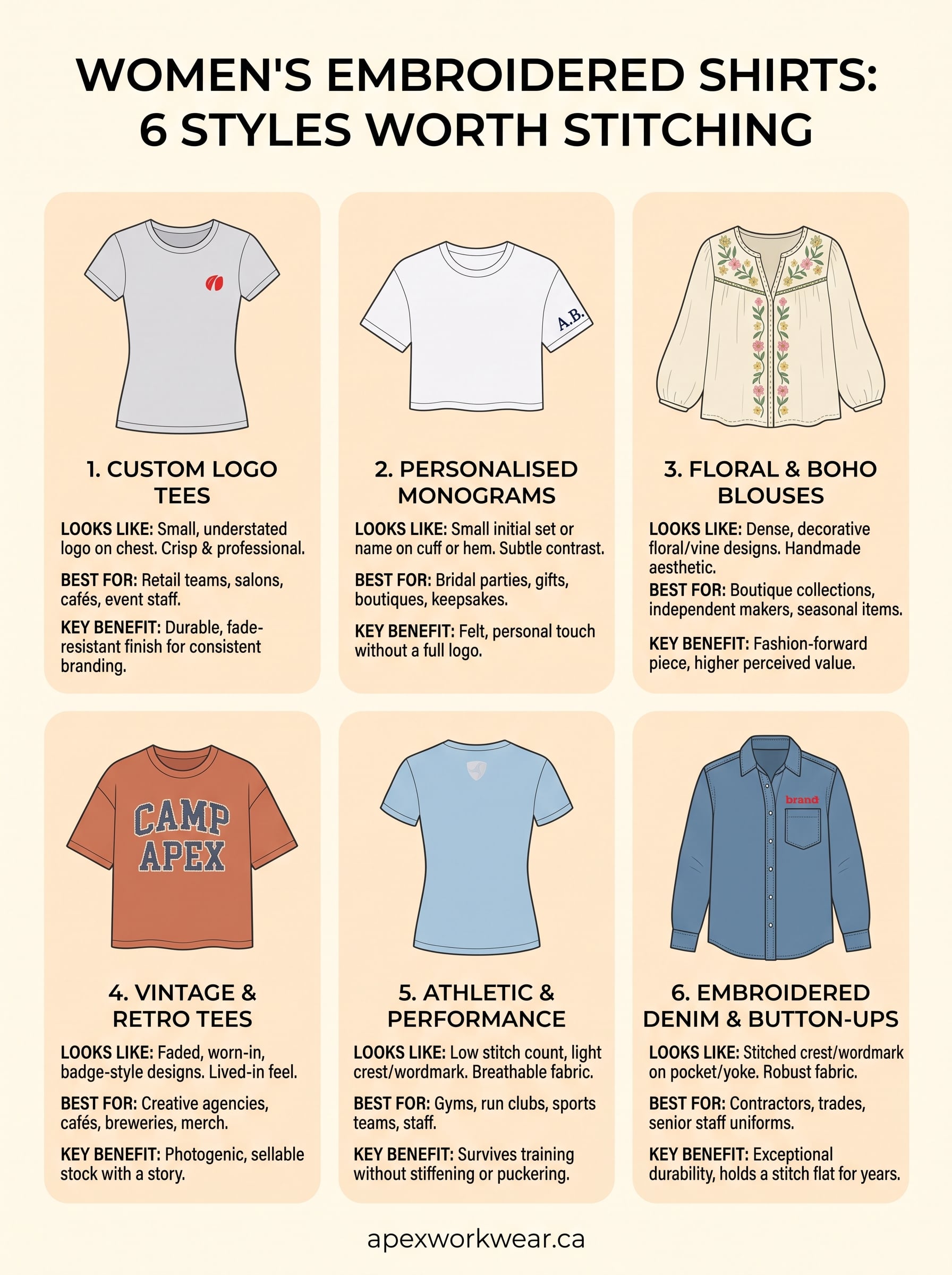 embroidered t shirts women's infographic