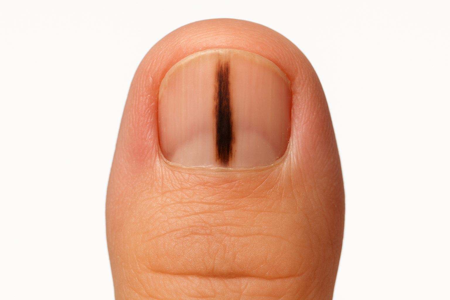2. Dark streaks or black spots in a nail