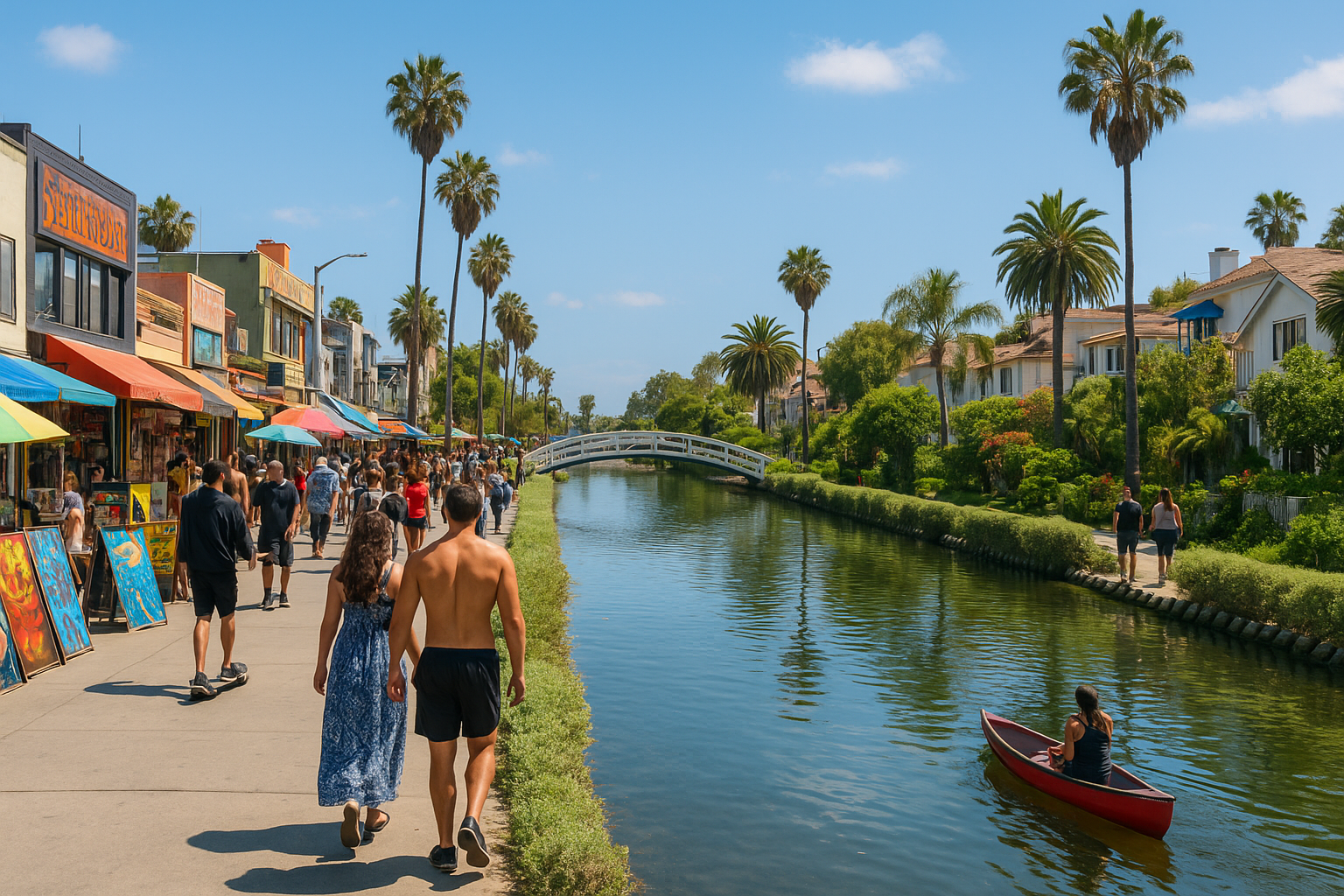 7. Explore Venice Beach's boardwalk and canals