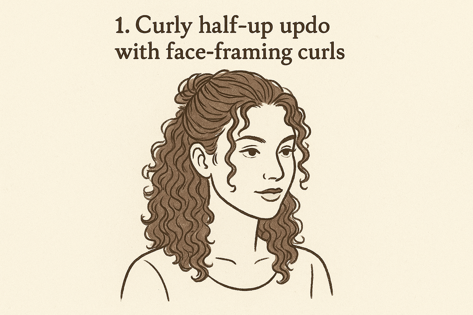1. Curly half-up updo with face-framing curls