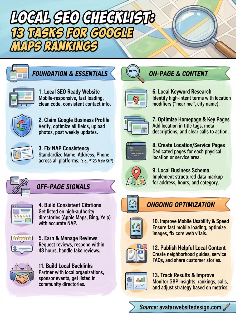 local seo checklist infographic
