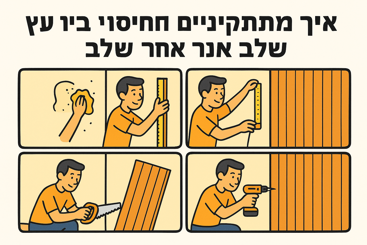 איך מתקינים חיפוי קיר עץ בסלון שלב אחר שלב