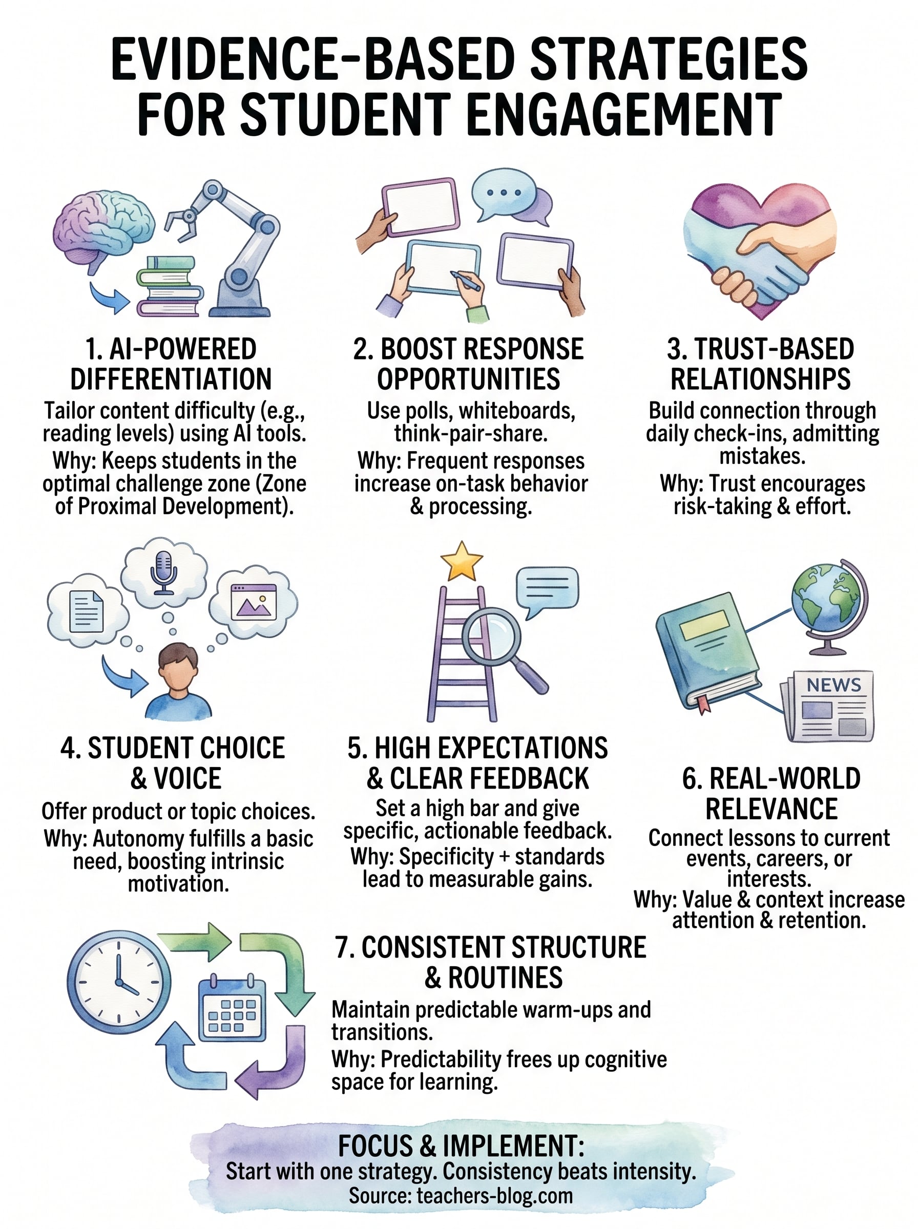 evidence-based strategies for student engagement infographic