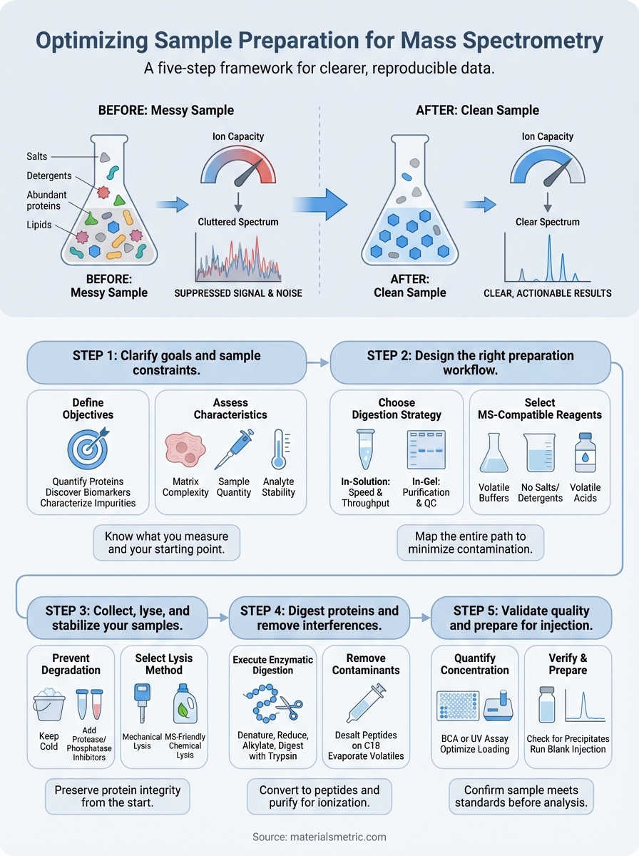 sample preparation for mass spectrometry infographic