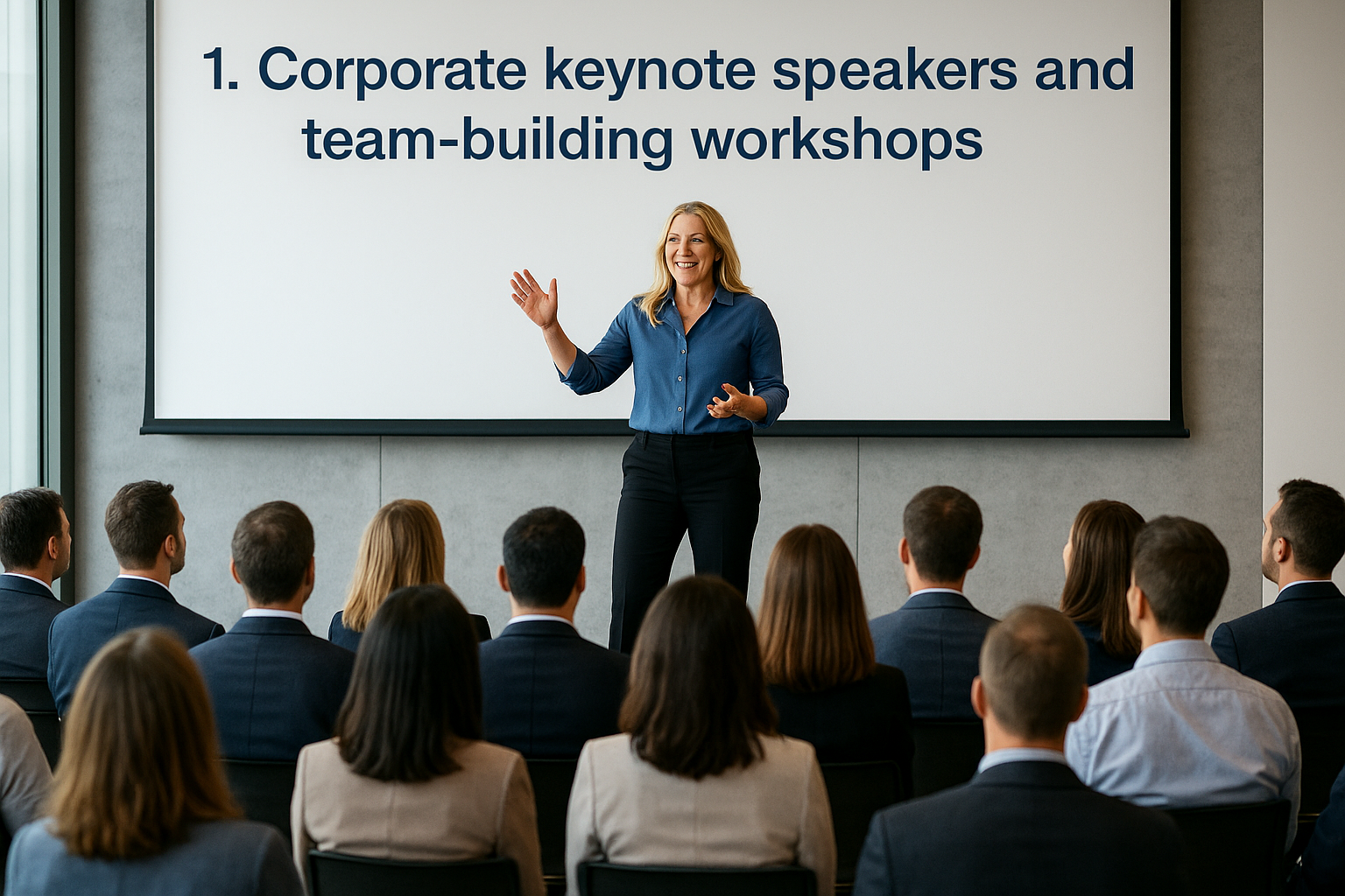 1. Corporate keynote speakers and team-building workshops