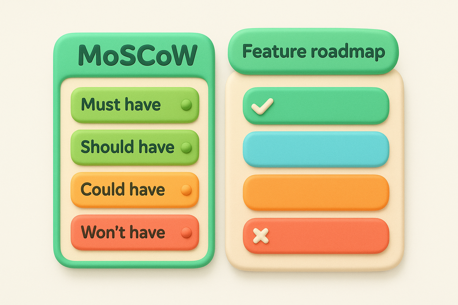 MoSCoW prioritization example for a feature roadmap