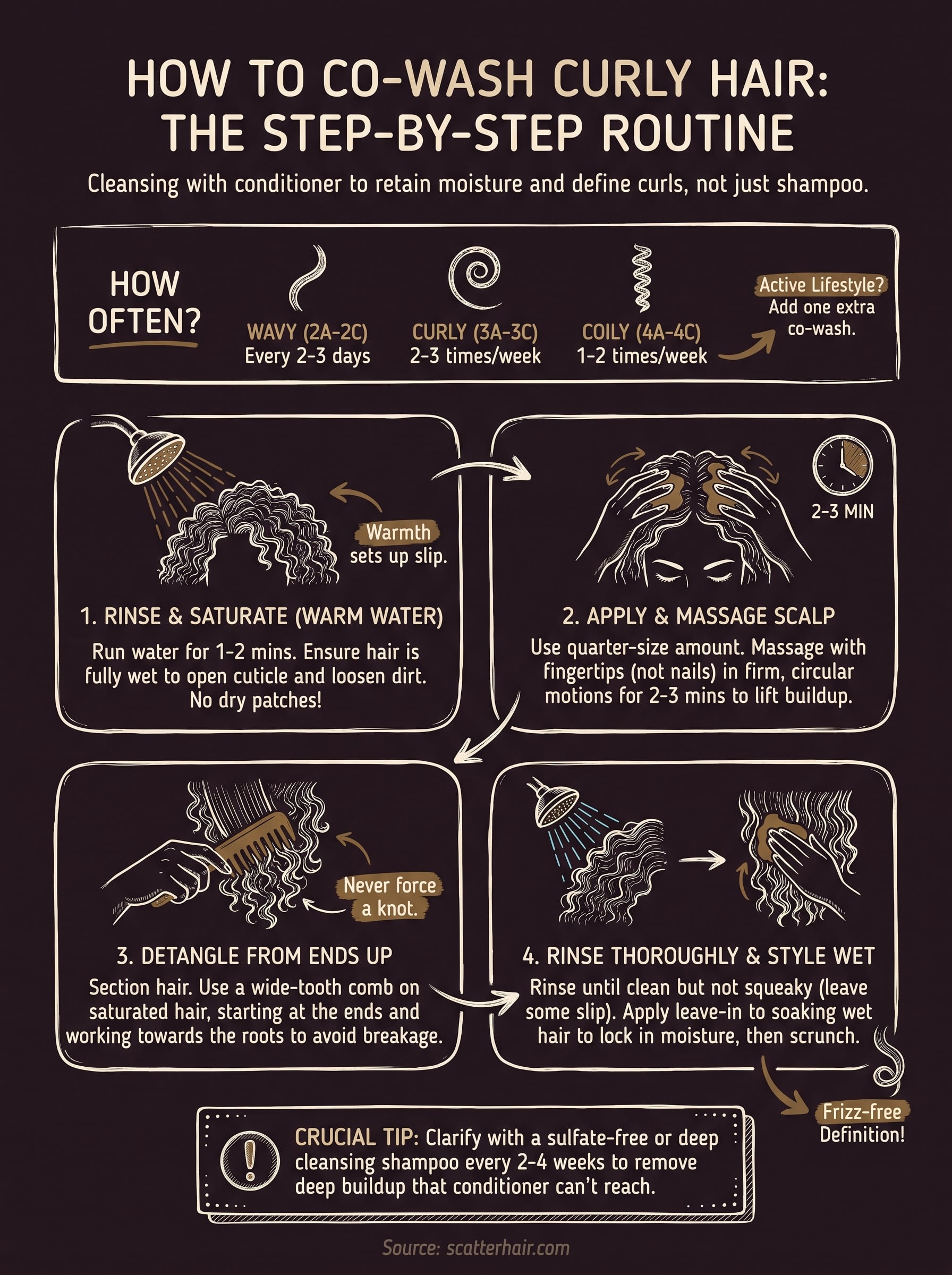 how to co wash curly hair infographic