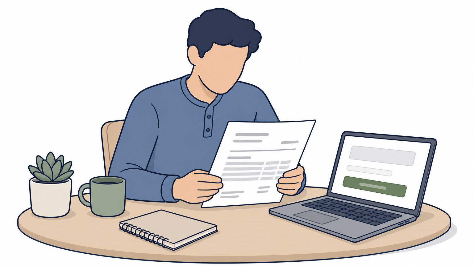 A person comparing a printed landscaping estimate next to a laptop with a payment portal open.