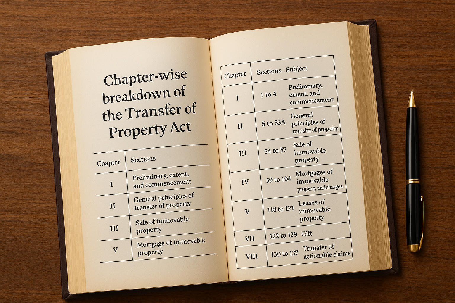 Chapter-wise breakdown of the Transfer of Property Act