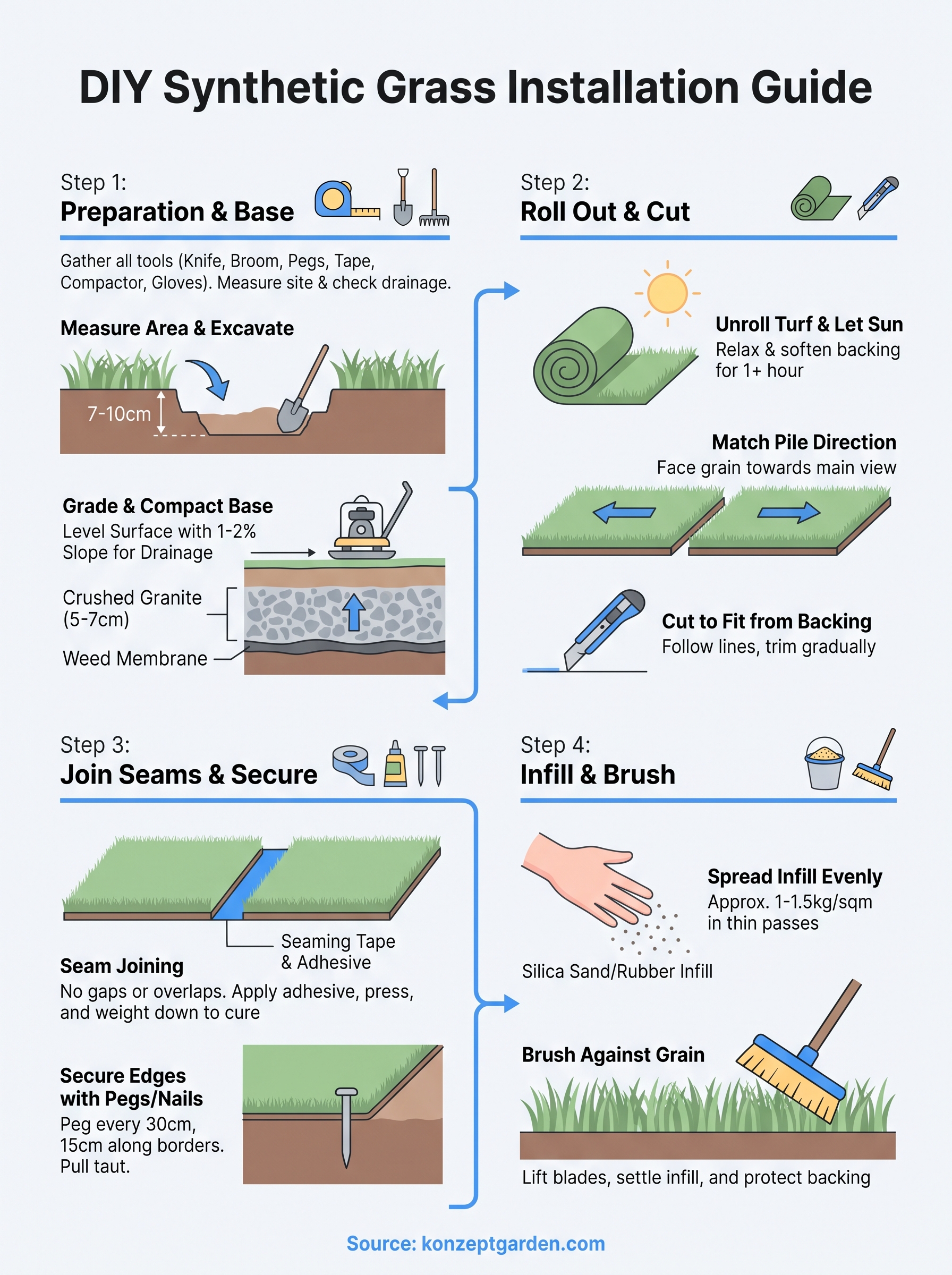 synthetic grass diy infographic