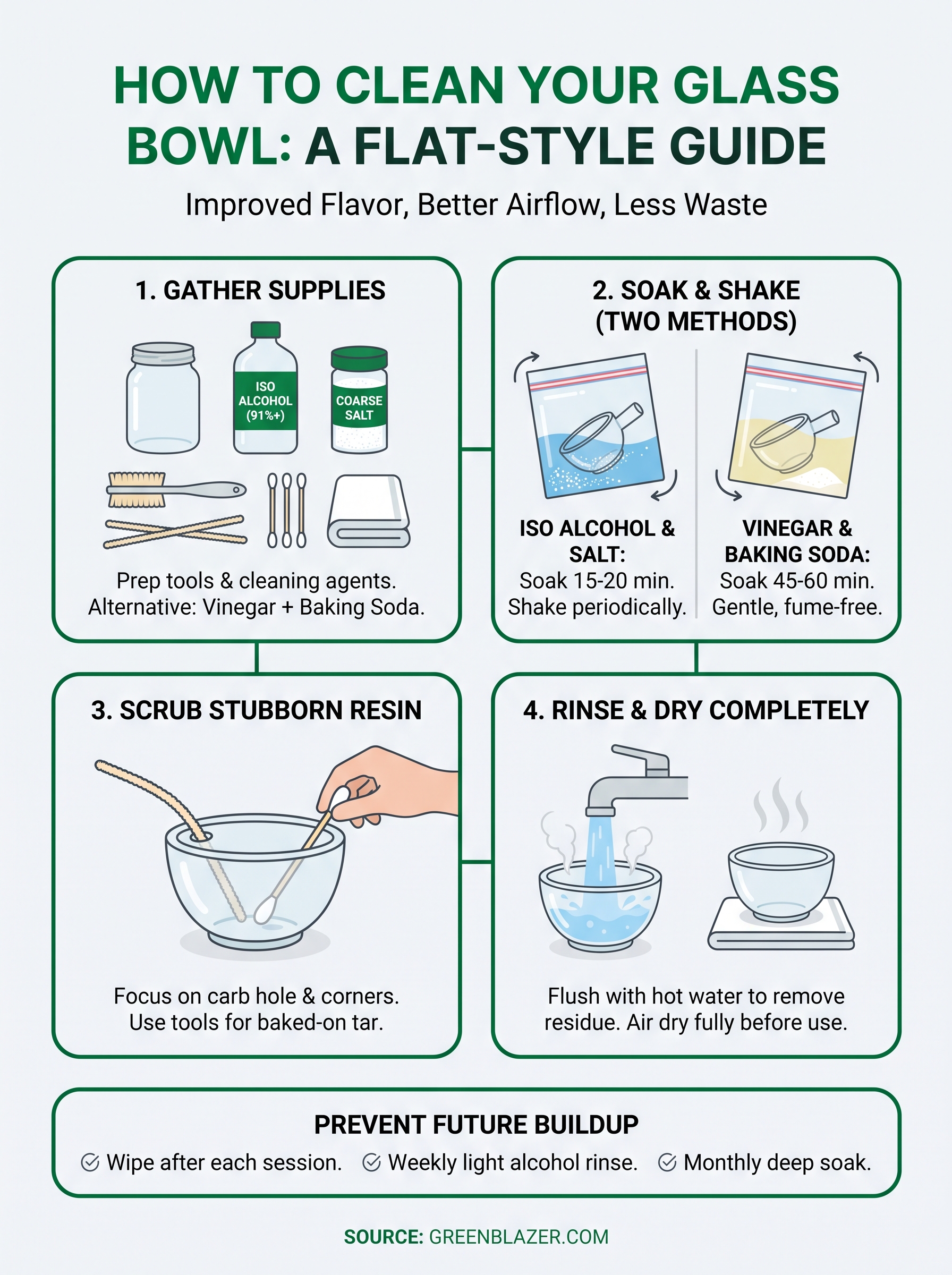 how to clean a glass bowl infographic