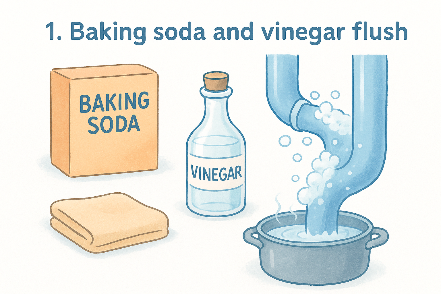 1. Baking soda and vinegar flush