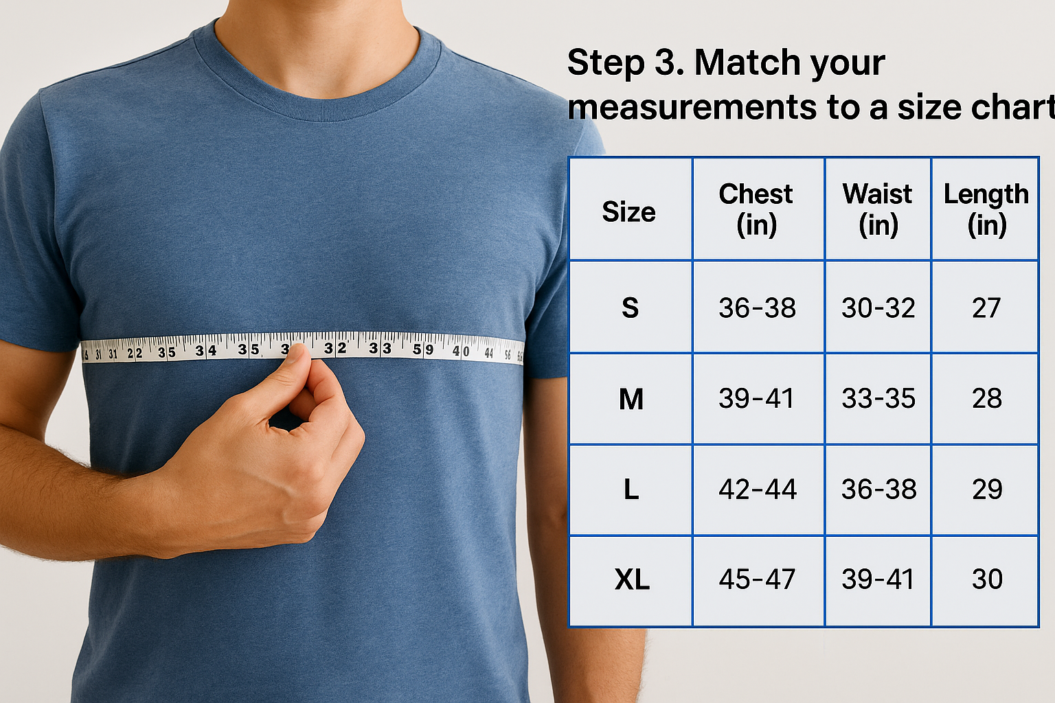 Step 3. Match your measurements to a size chart