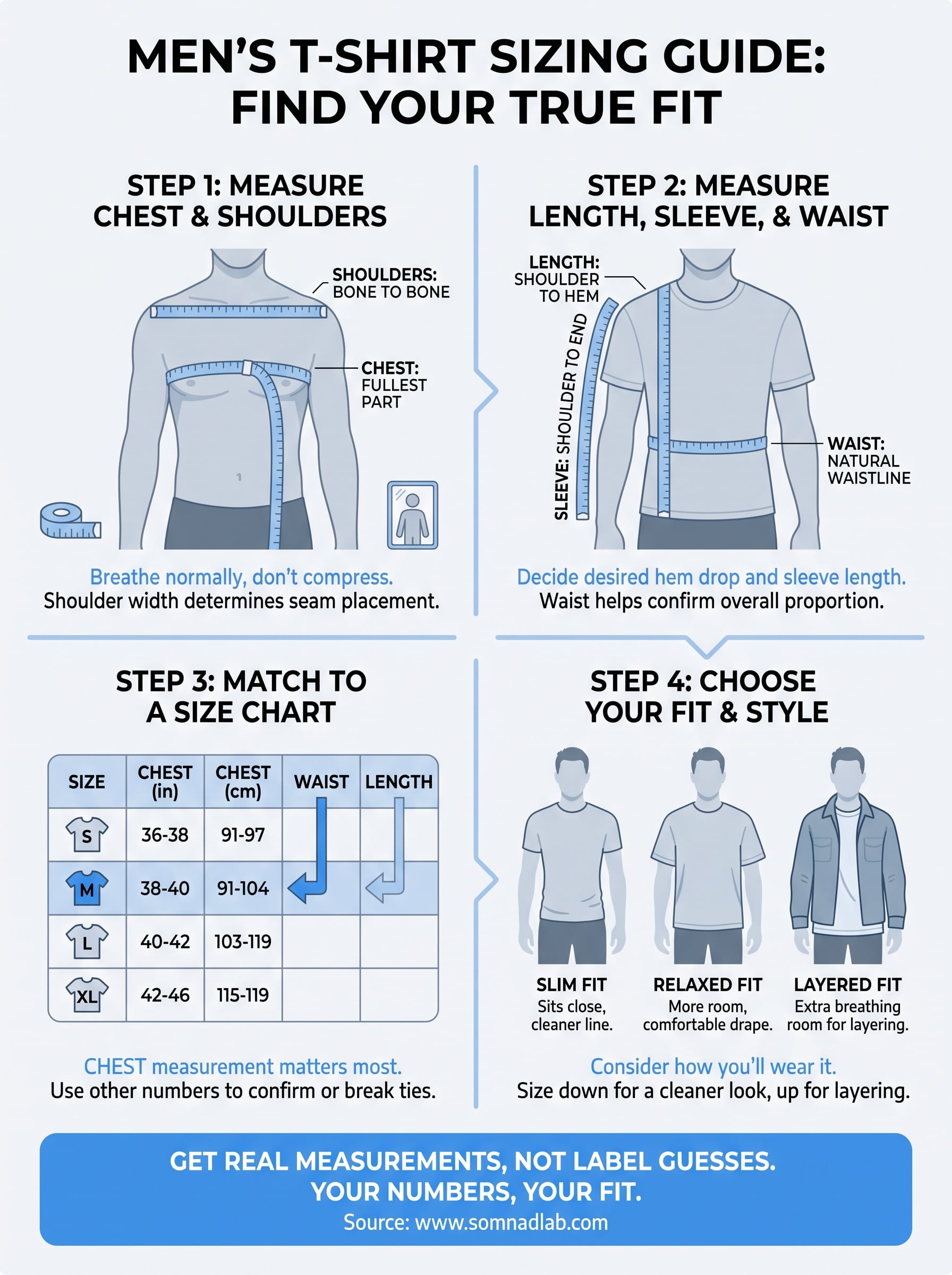 men's t shirt sizing guide infographic