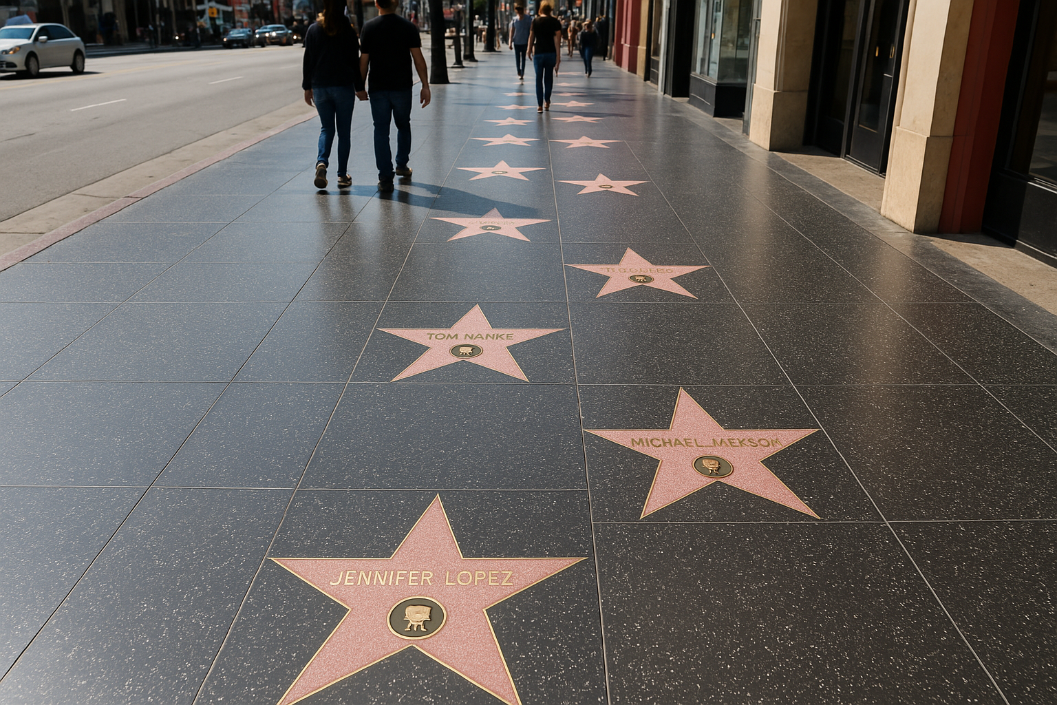 Where to find the Walk of Fame and how many stars line it