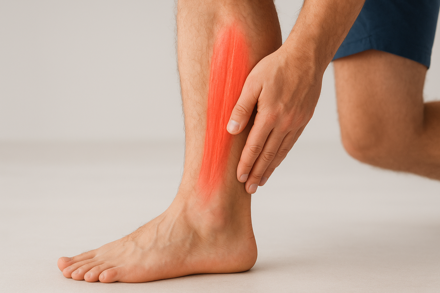 The tibialis anterior takes the brunt of the load