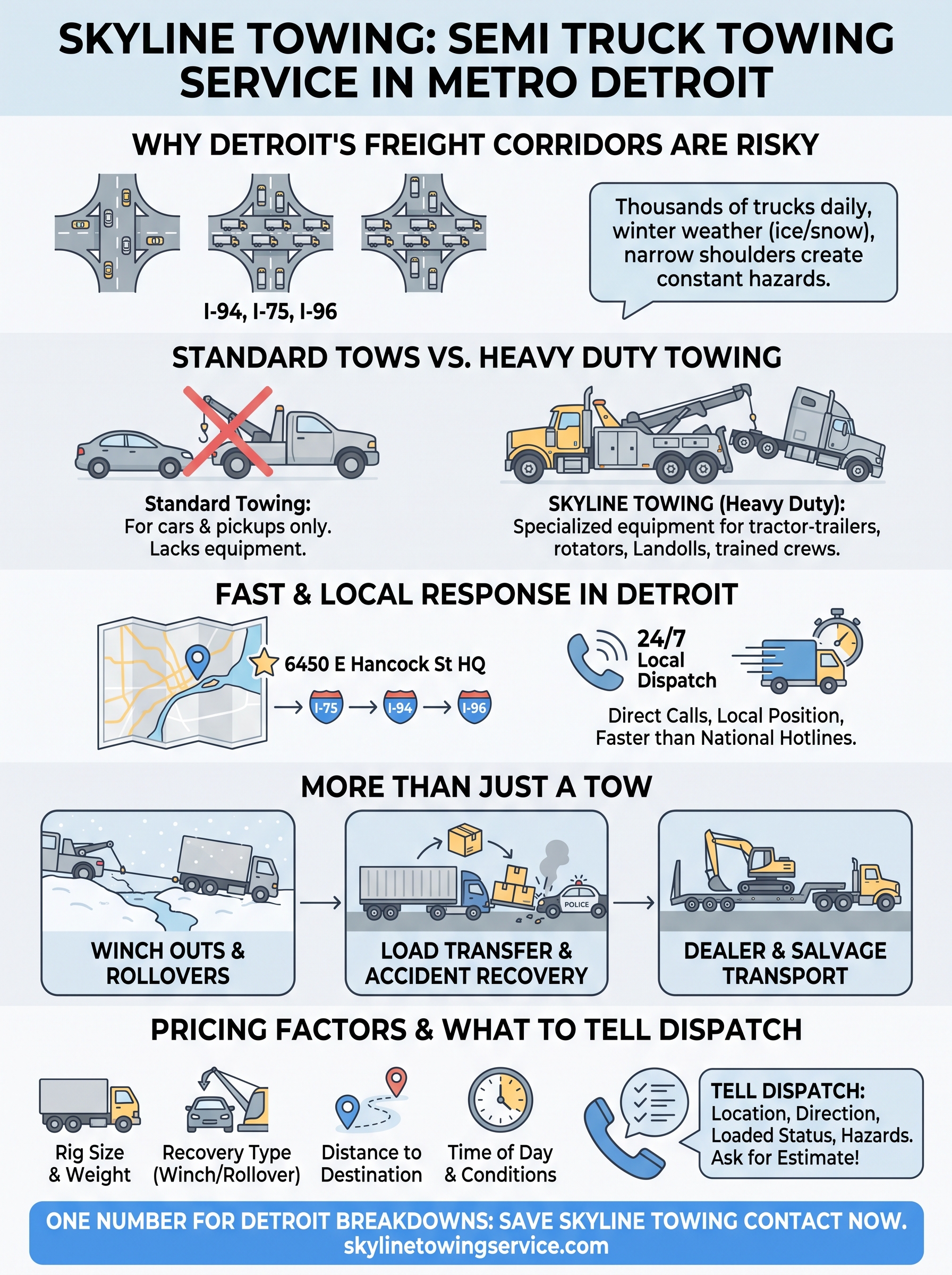 semi truck towing service near me infographic
