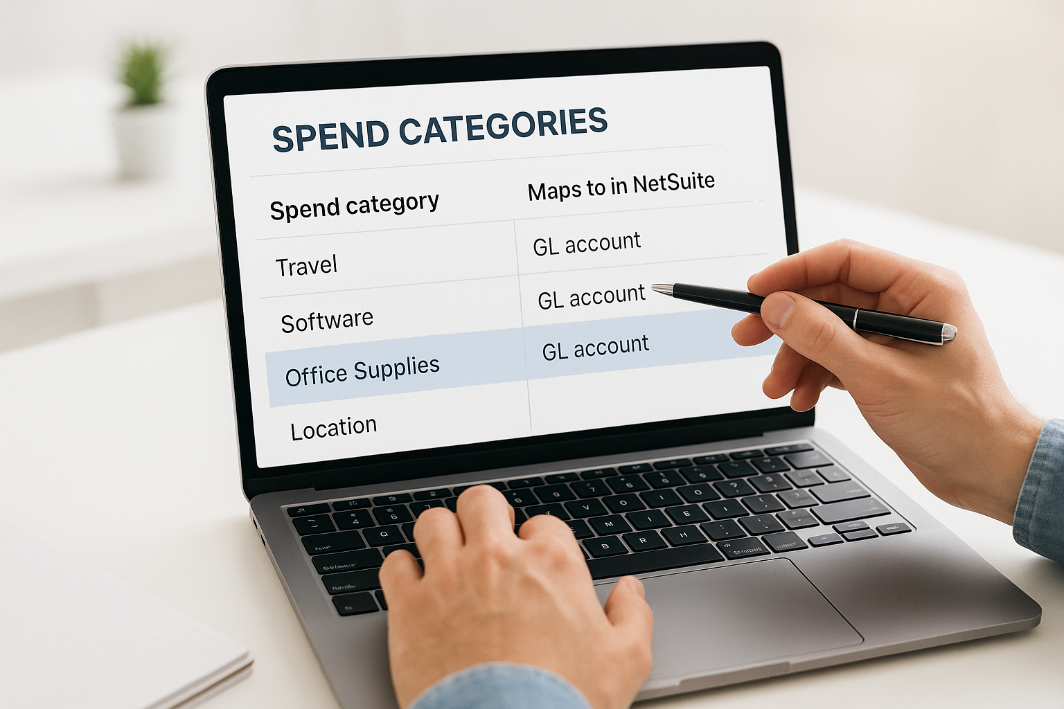 Map spend categories to your chart of accounts
