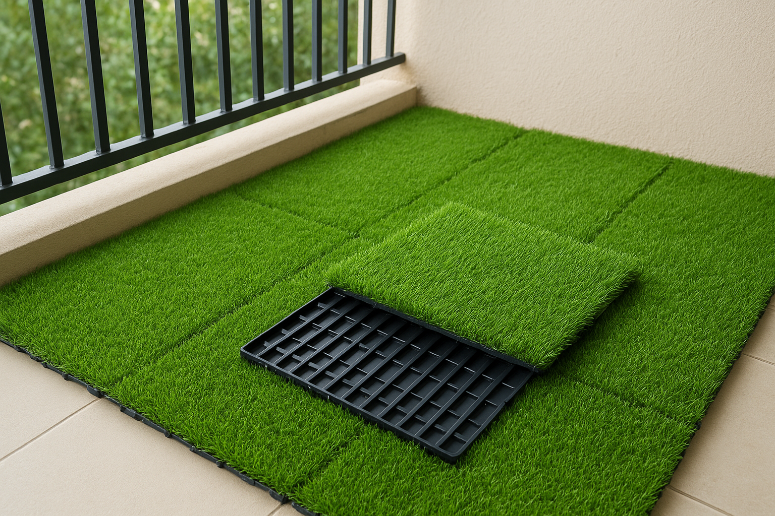 5. Interlocking turf tiles with built-in drainage