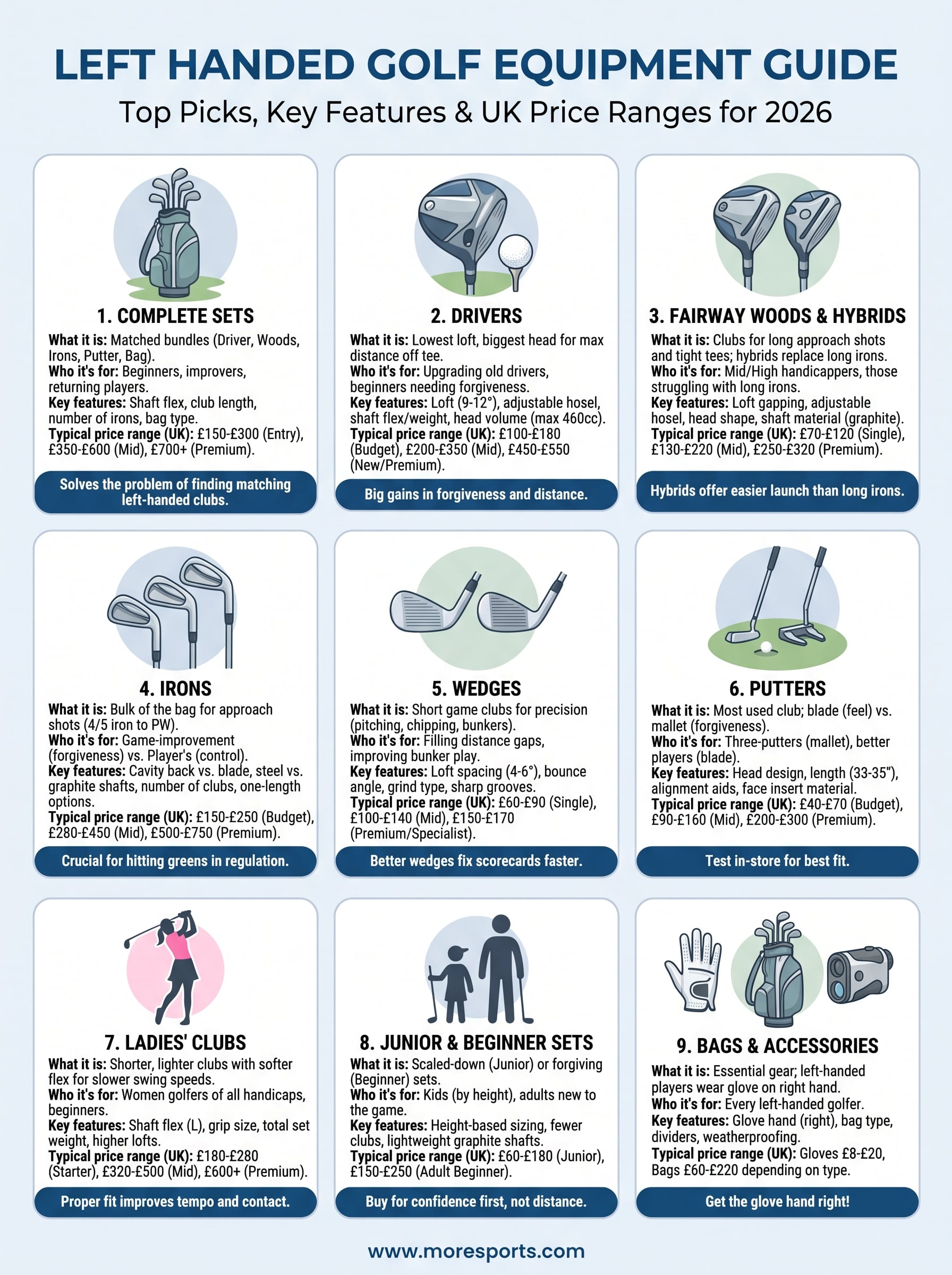 golf equipment left handed infographic