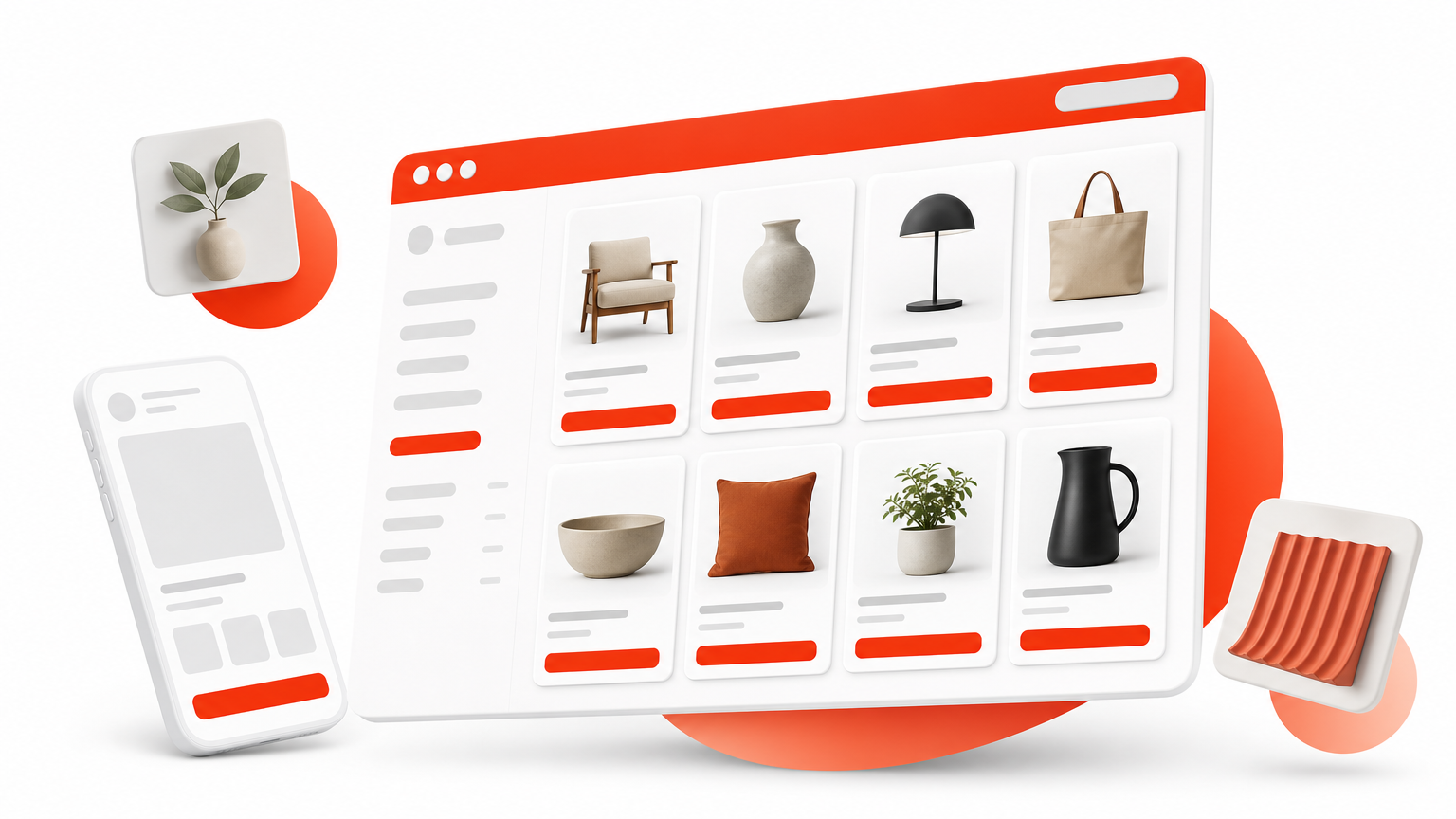 A product category page displaying rows of evenly sized cards with images, prices, and buttons.