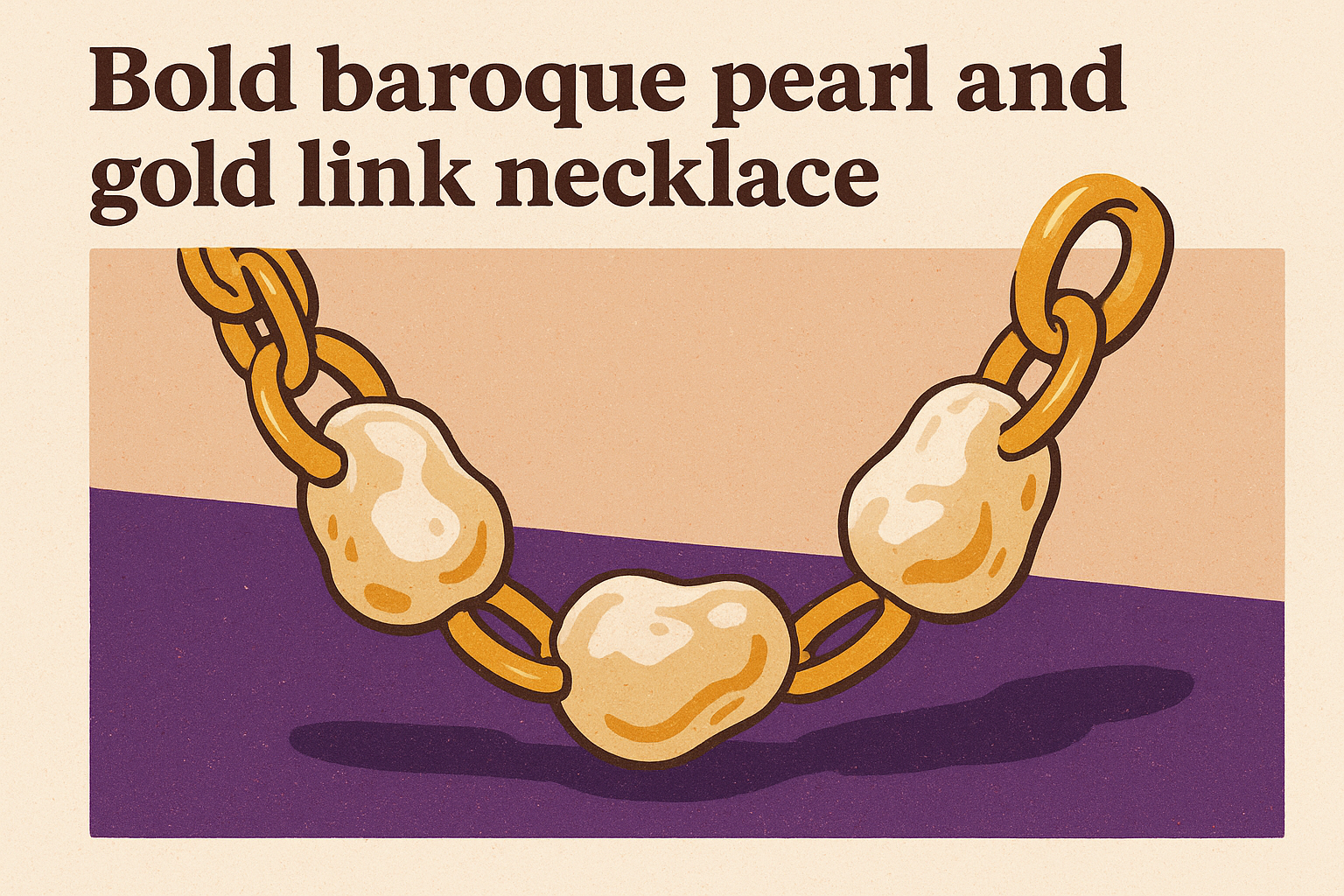 Opvallende barokparel en gouden schakelketting