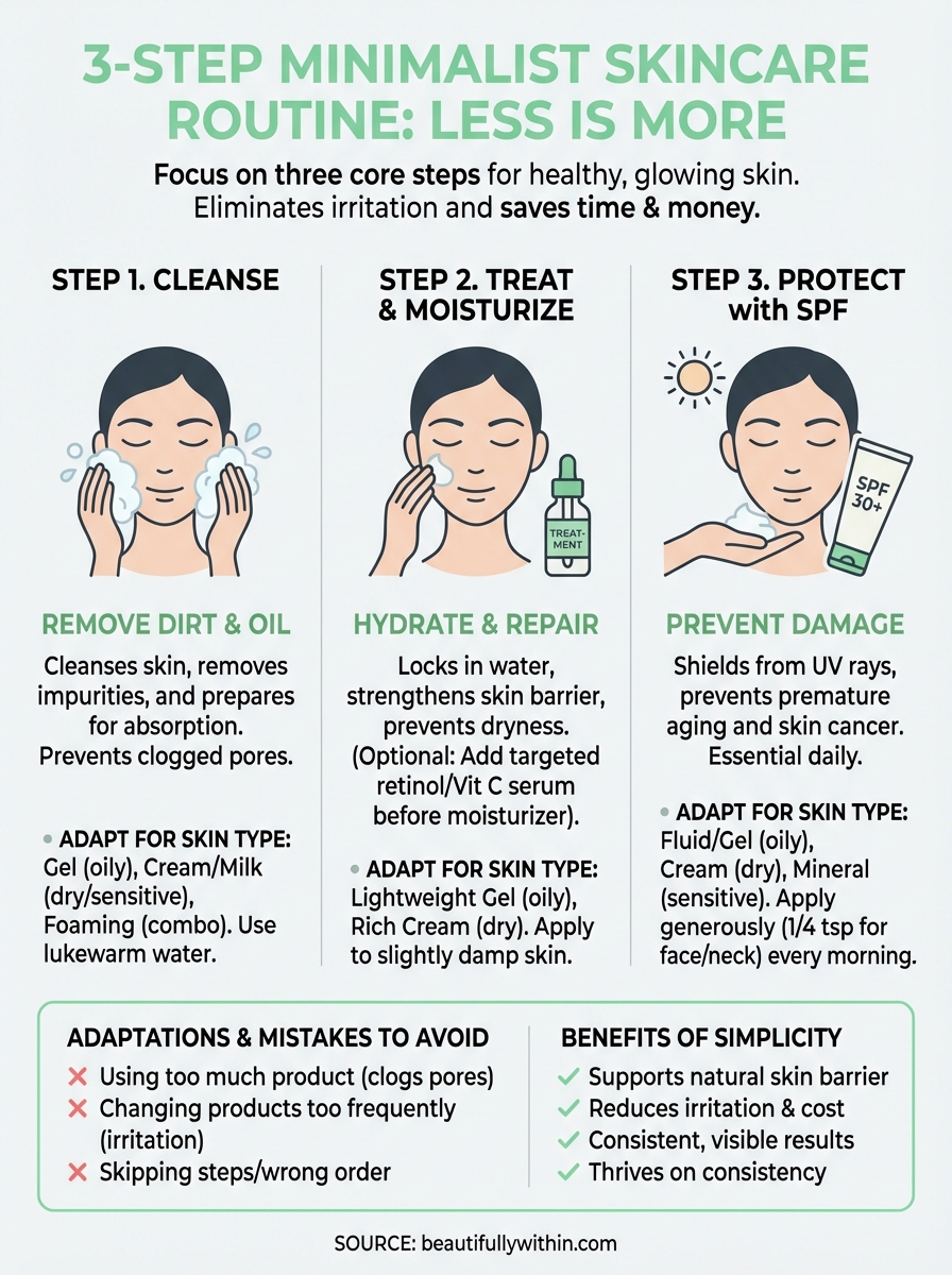 minimalist skincare routine infographic