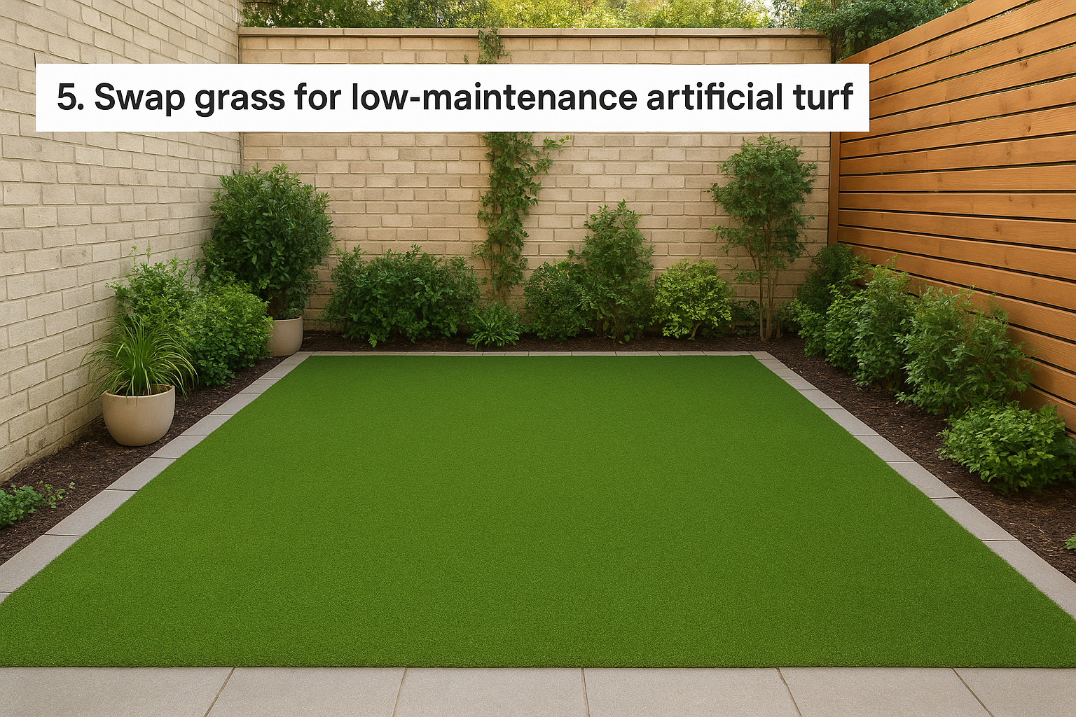 5. Swap grass for low-maintenance artificial turf