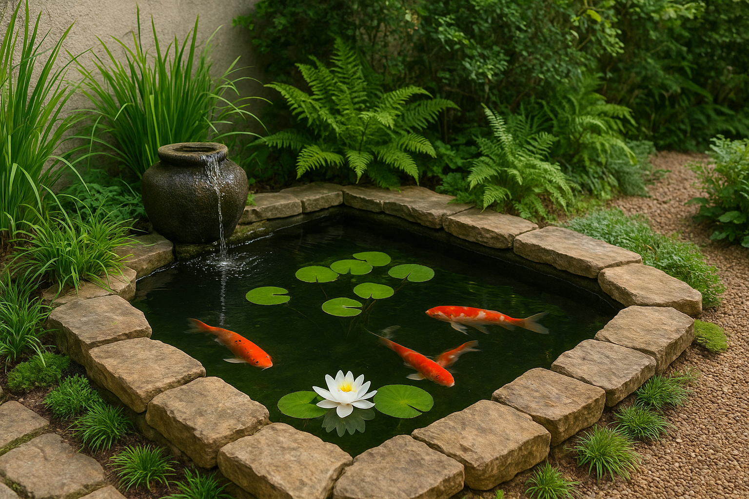 9. Add a small water feature or koi pond