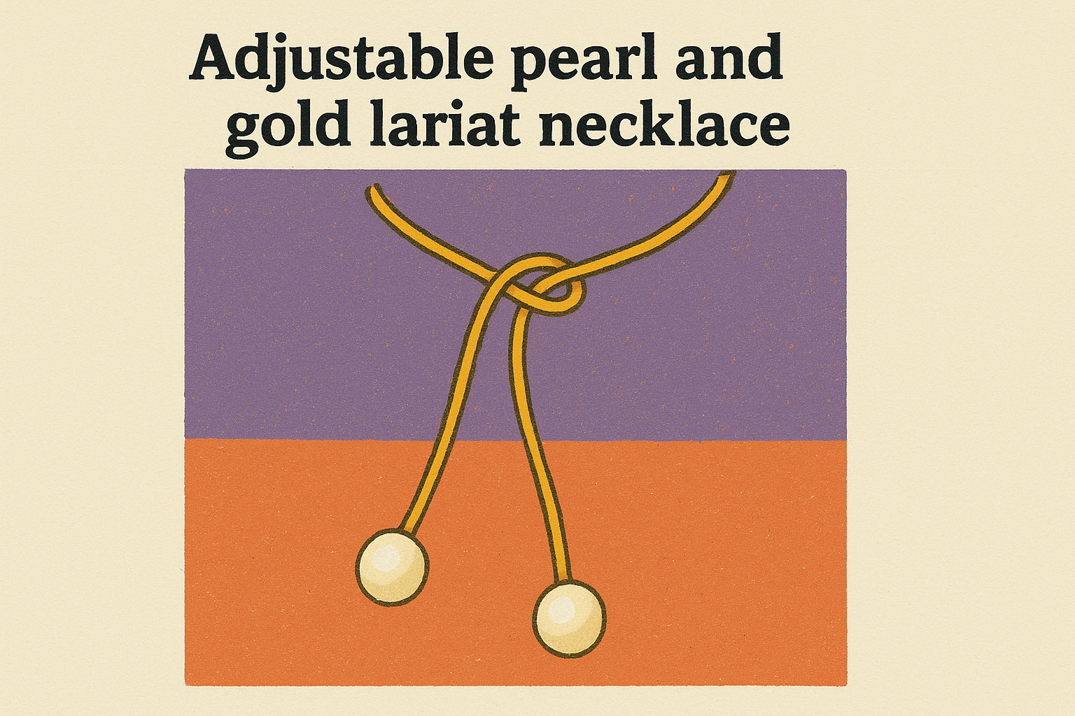 Verstelbare parel- en gouden lariatketting