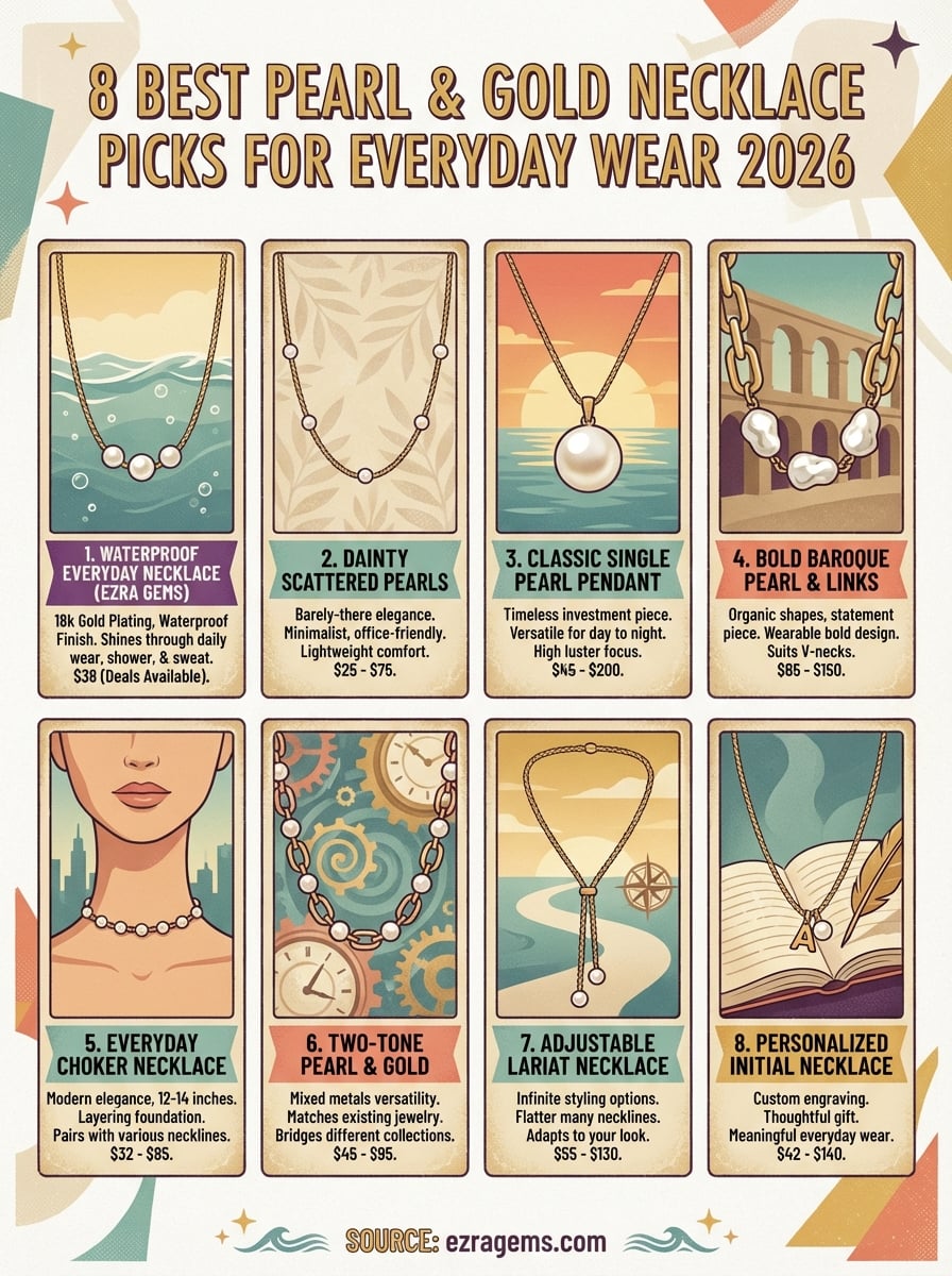 parel- en gouden ketting infographic