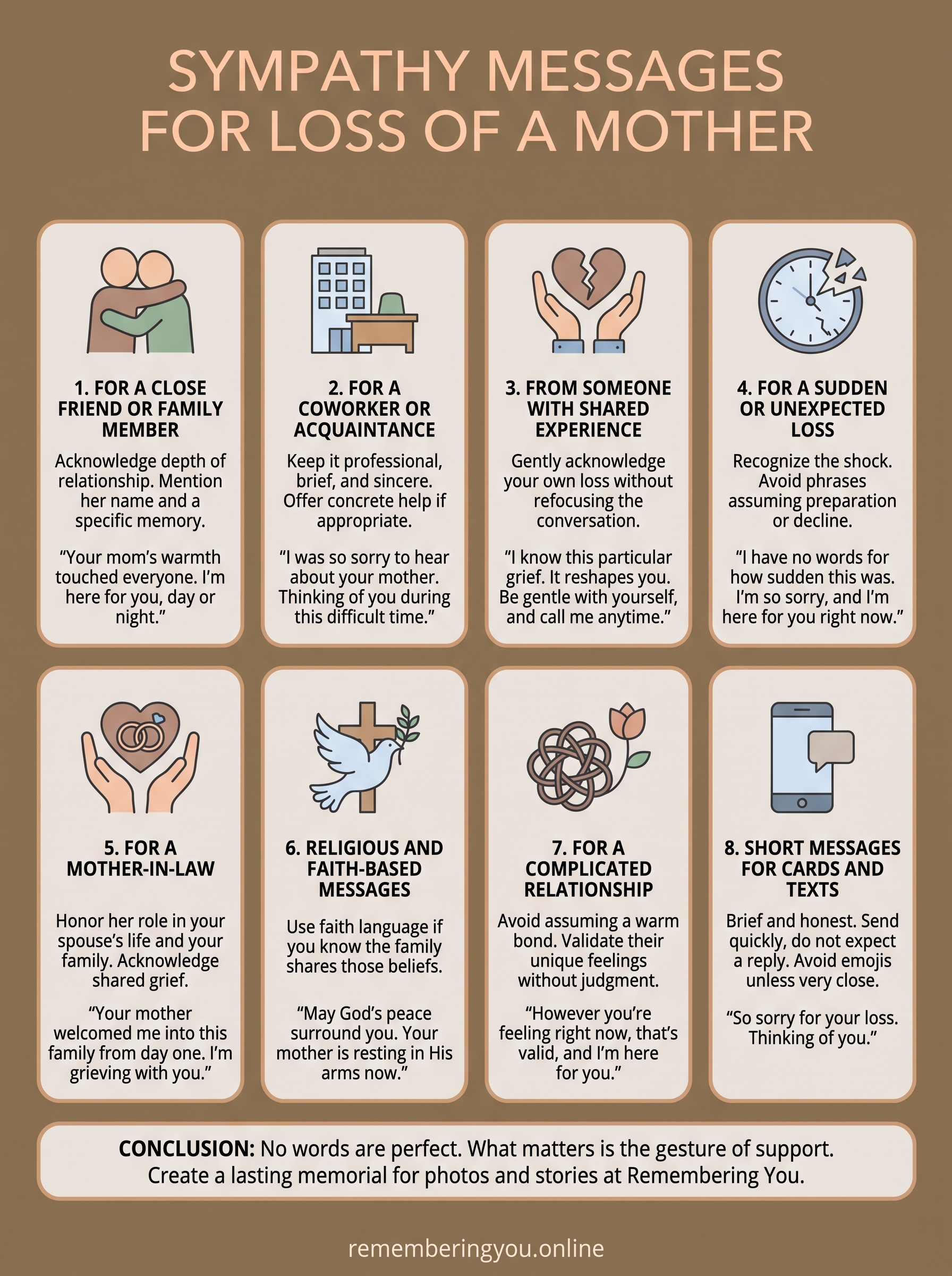 sympathy messages for loss of a mother infographic
