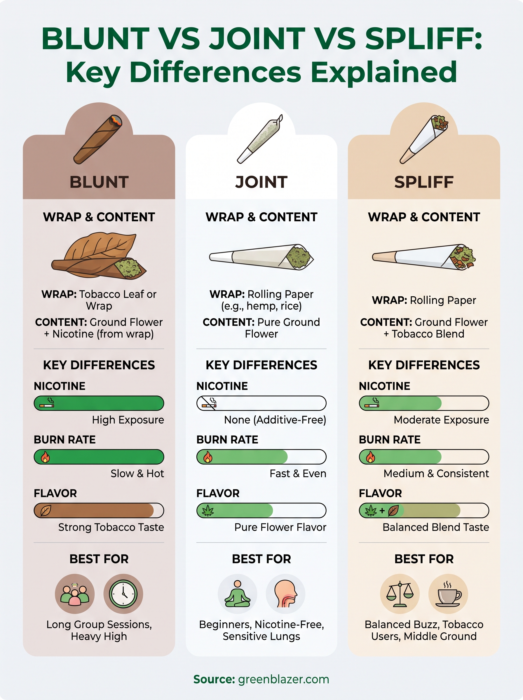 blunt vs joint vs spliff infographic