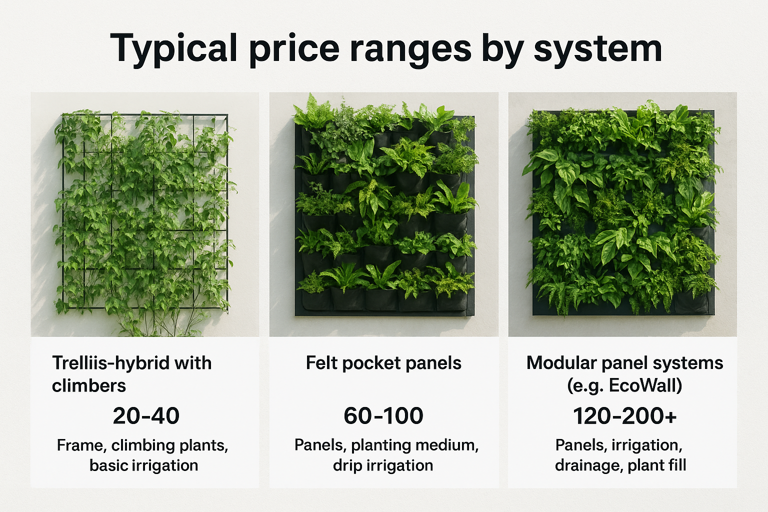 Typical price ranges by system