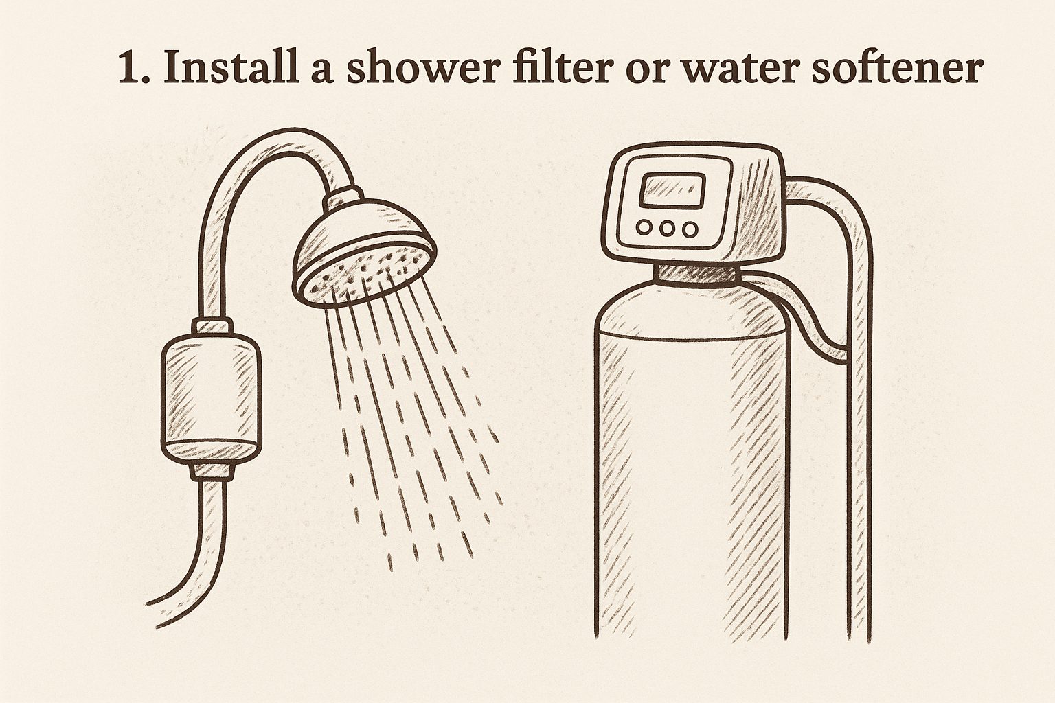 1. Install a shower filter or water softener