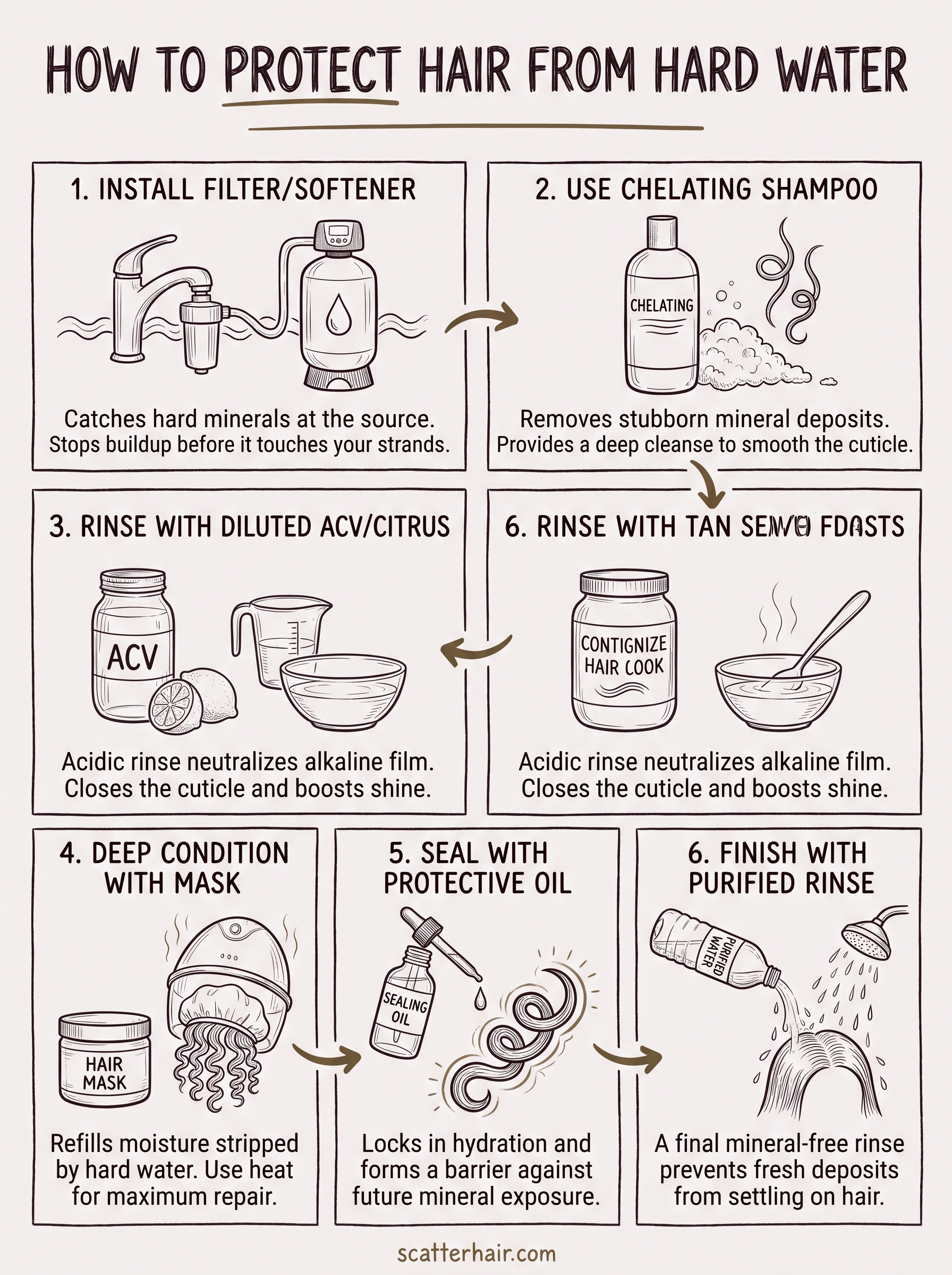 how to protect hair from hard water infographic