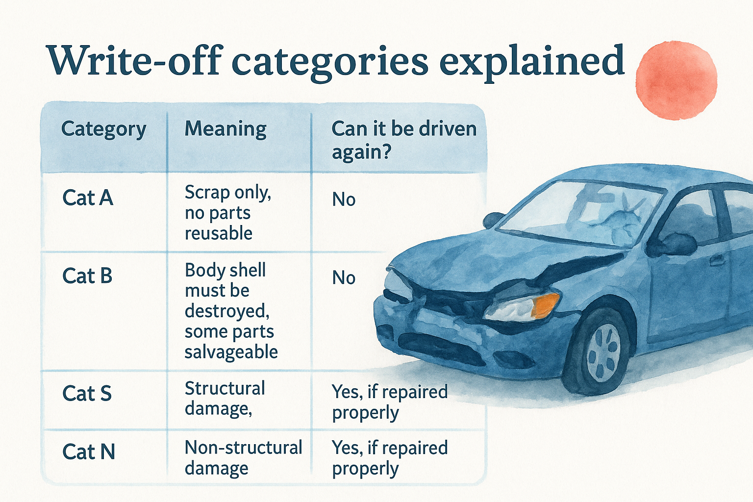 Write-off categories explained