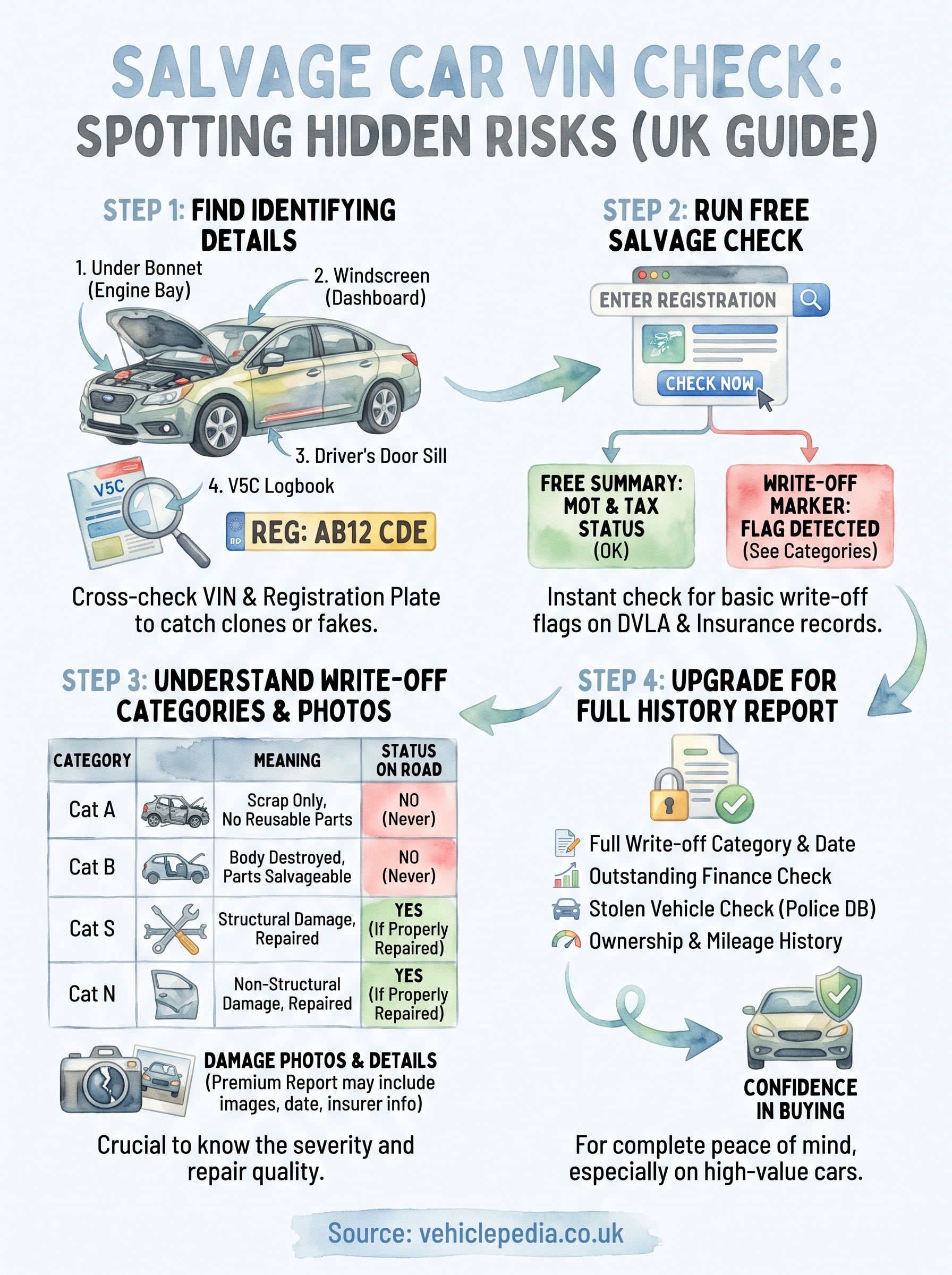 salvage car vin check infographic