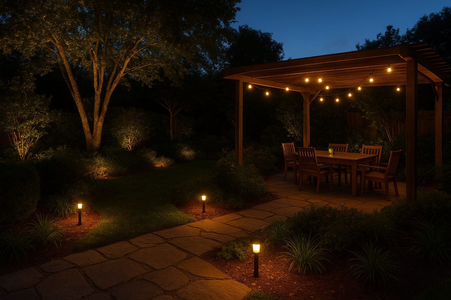 8. Use outdoor lighting to extend your garden into the evening