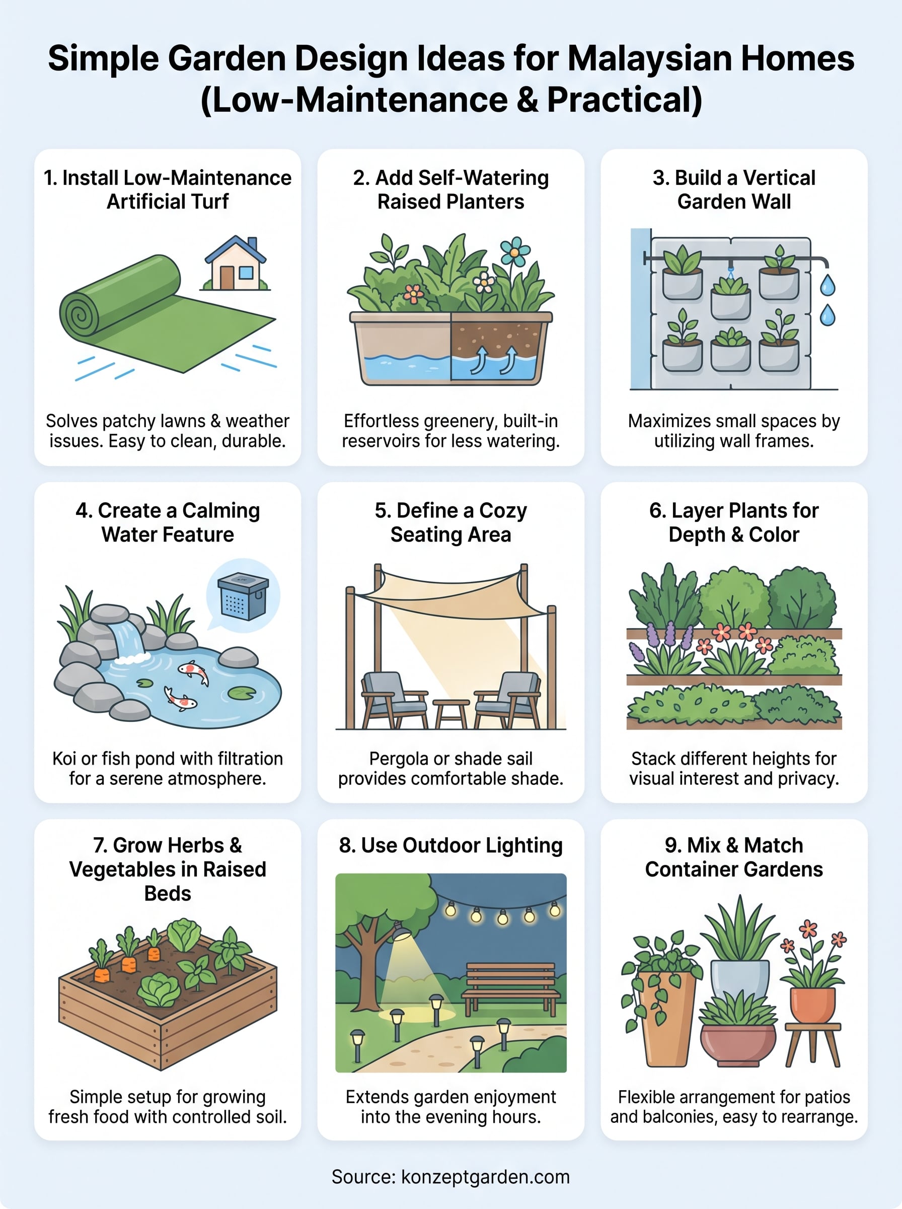 simple garden design ideas infographic