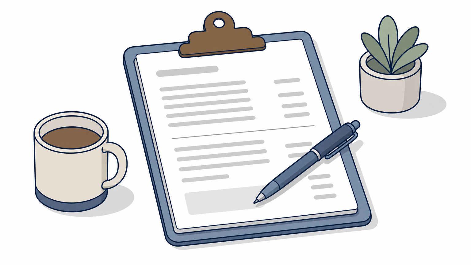 A clipboard with a written estimate and pen sitting on an outdoor table.
