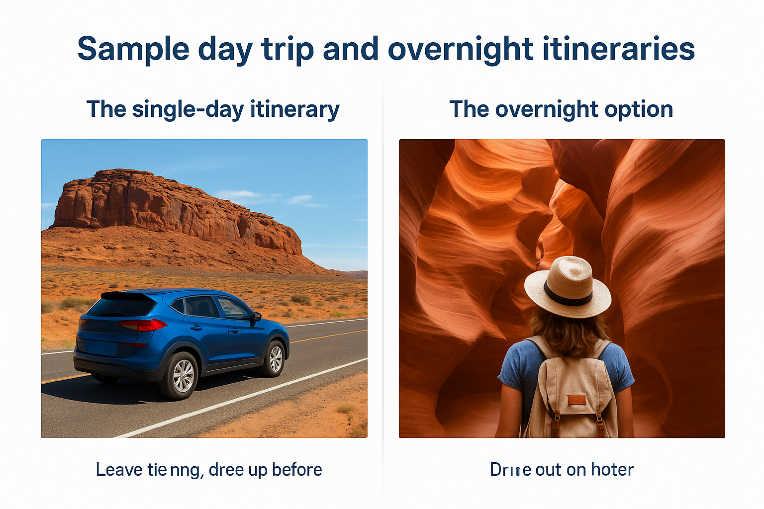 Sample day trip and overnight itineraries