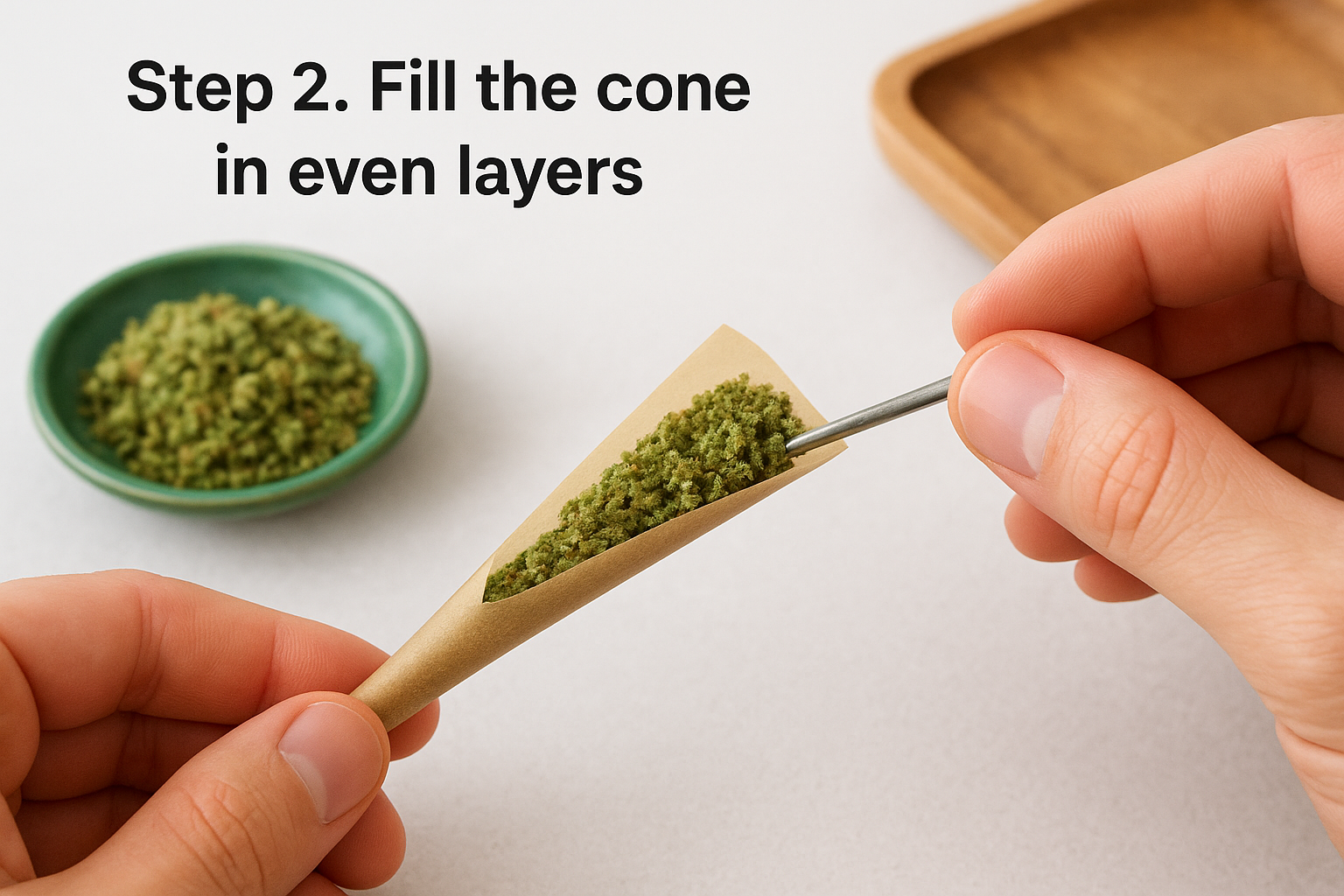 Step 2. Fill the cone in even layers