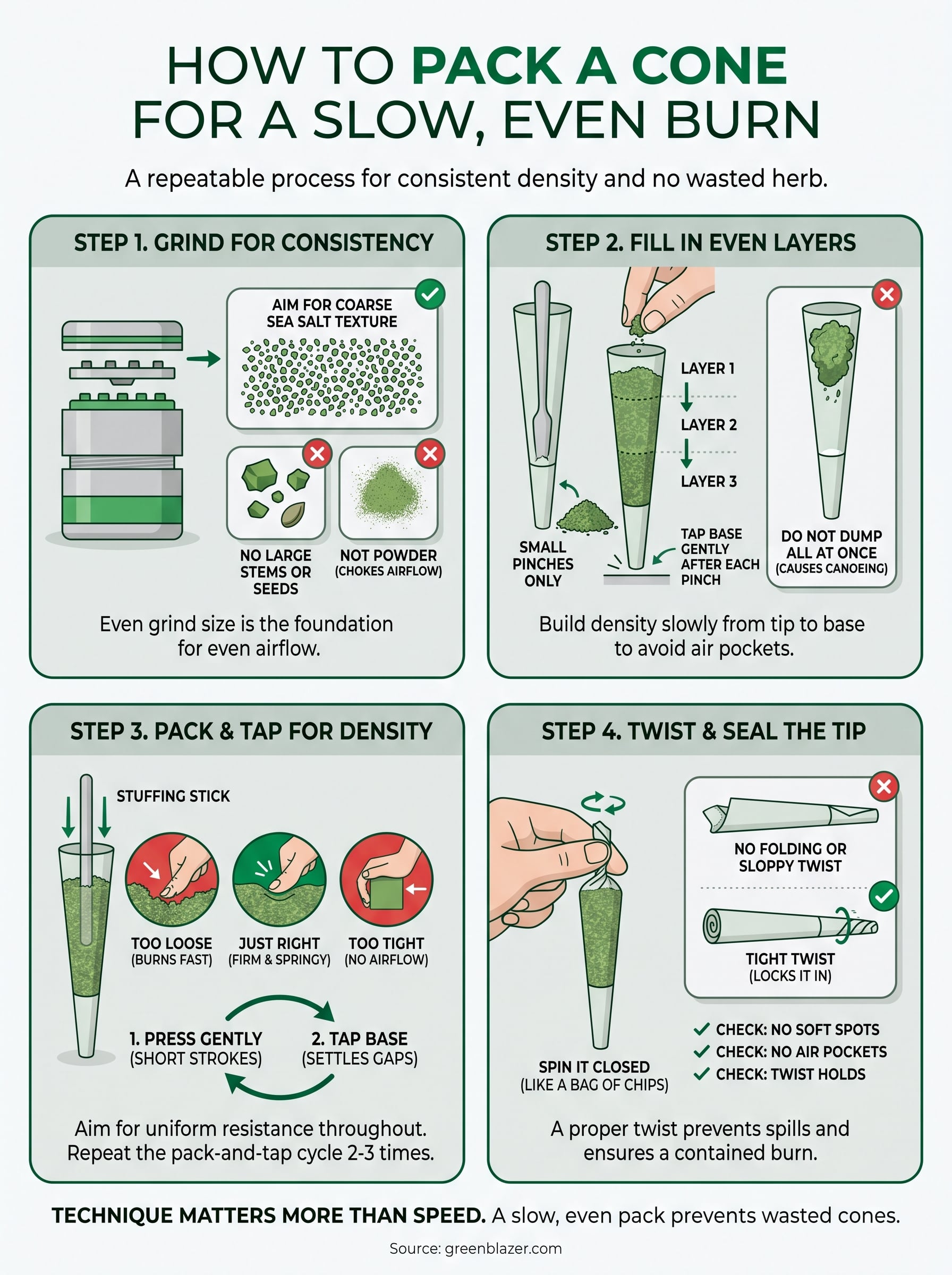 how to pack a cone infographic