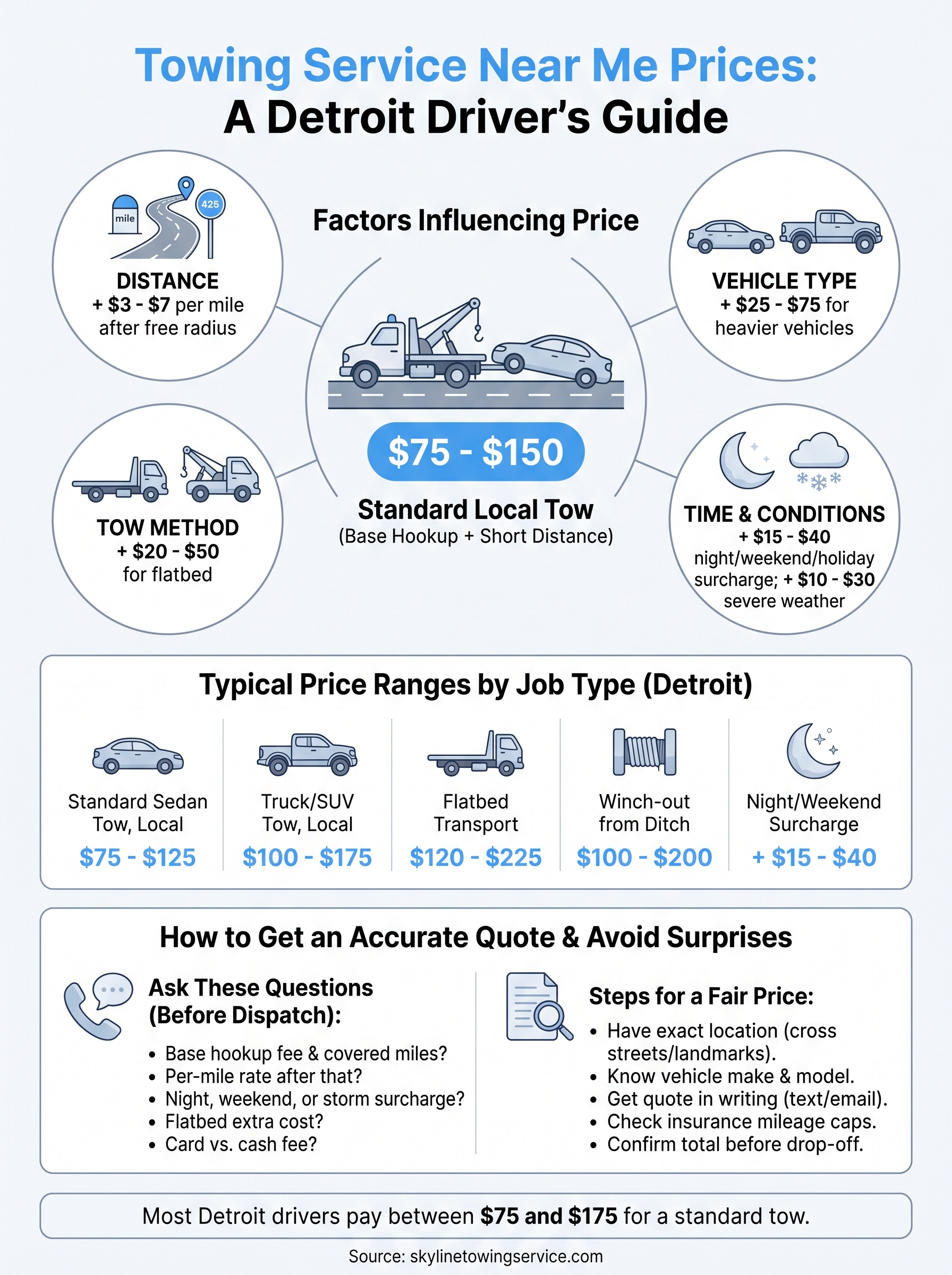 Towing Service near Me Prices: What Detroit Drivers Pay towing service near me prices infographic