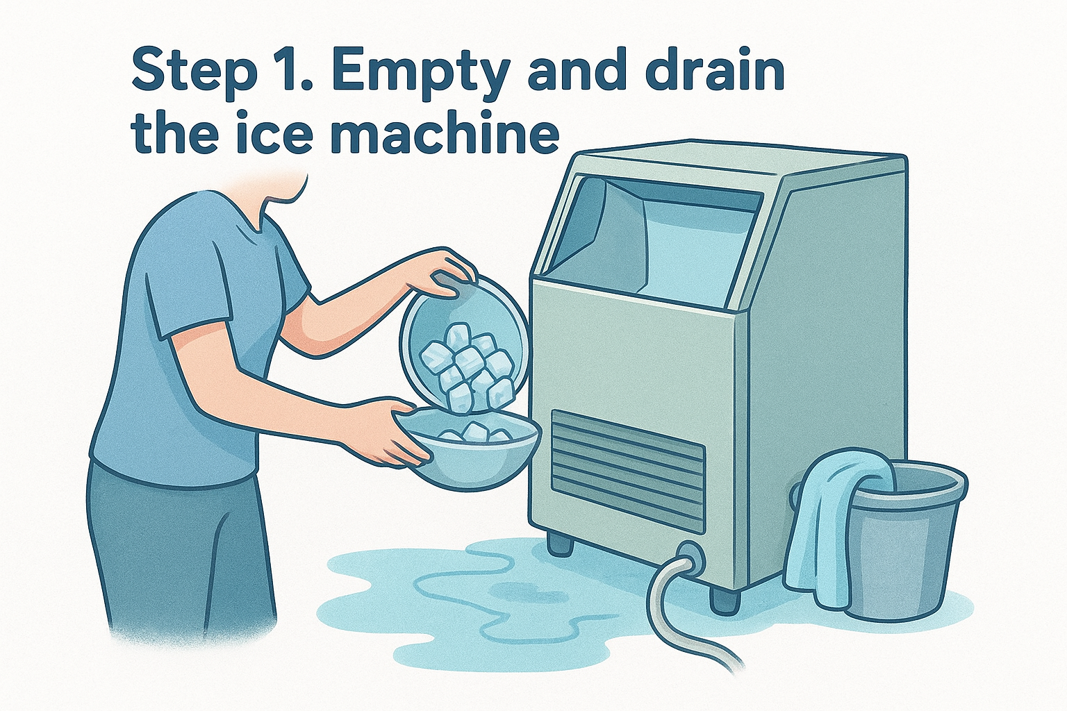 Step 1. Empty and drain the ice machine